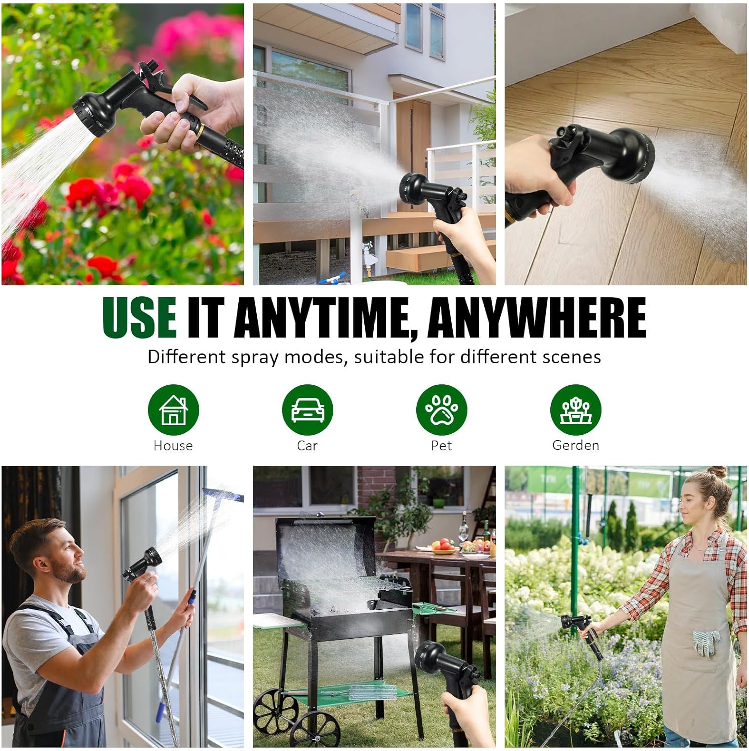 Garden Hose 50 FT, Stainless Steel Heavy Duty Water Hose With 10 Function Nozzles, Flexible No-Kink, Pet-Proof, Puncture-Proof Rust-Proof for Yard, Outdoors - Image 7