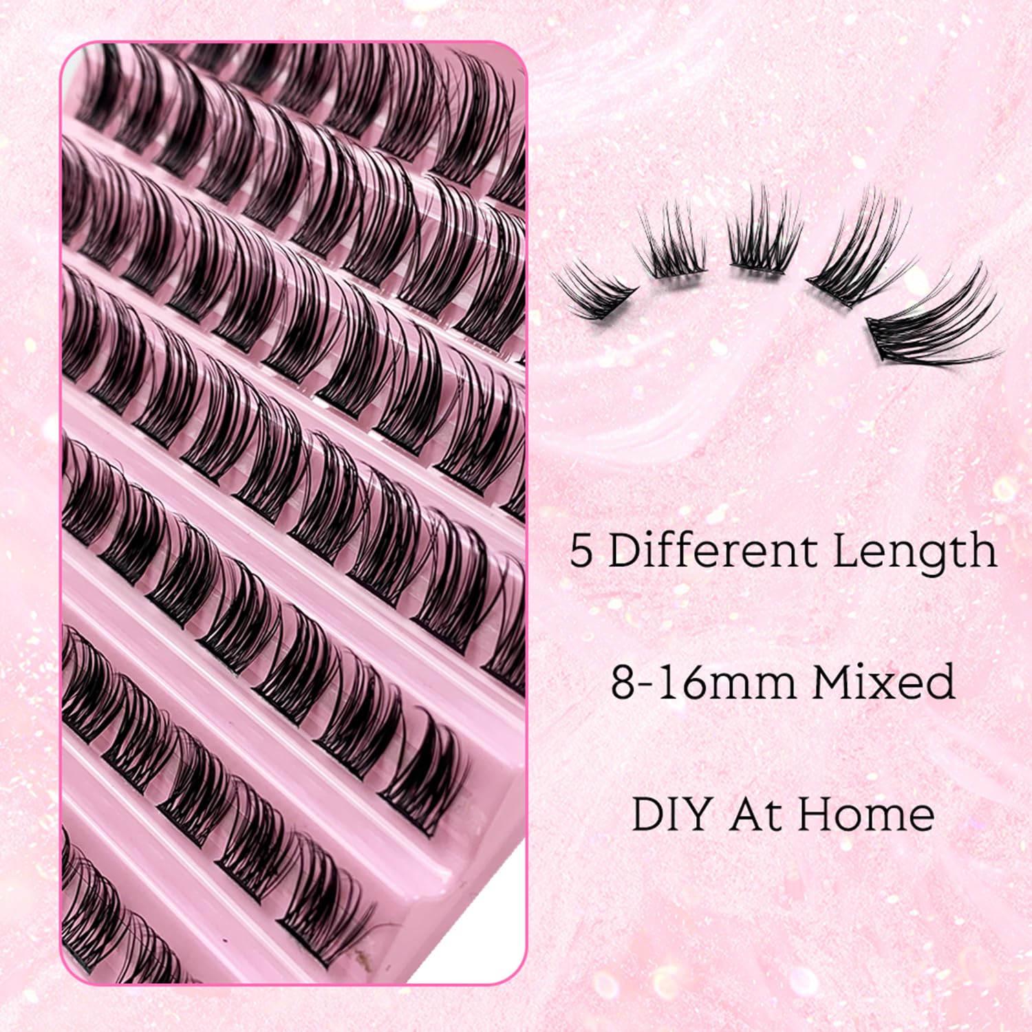 Selawasty Lash Clusters Eyelashes Cluster Lashes Individual Lashes Eyelash Extensions DIY Lash Extensions D Curl Volume Wispy Soft Comfortable Band Individual False Lashes 120Pcs(8-16mm-S-D05) - Image 4