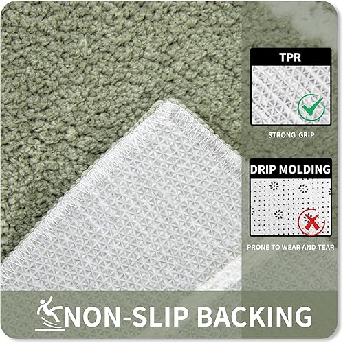 Miniatura 7 de Tititex Alfombra de baño de lujo verde salvia con línea curva blanca, 20 x 32 pulgadas, alfombra de baño de microfibra extra suave y absorbente,