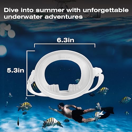 Miniatura 3 de Equipo de esnórquel para adultos  Máscara de vidrio templado antivaho, falda ovalada de silicona para pesca submarina, apnea y esnórquel, ajuste