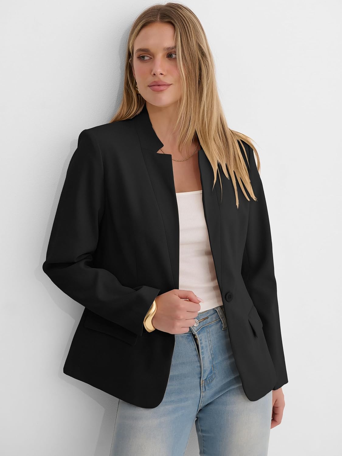 ANRABESS Womens Blazer Business Casual Long Sleeve Lapel Open Front Suit Jacket 2026 Dressy Work Office Blazers with Pockets - Image 3