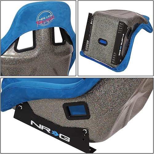 Miniatura 6 de NRG Innovations NRG-FRP-302BL-ULTRA Asiento universal de carreras con respaldo fijo para arneses de 6 puntos, tamaño L, funda de asiento azul