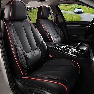 Coverado Black Nappa Leather Front Seat Covers - Waterproof & Universal Car Seat Protector