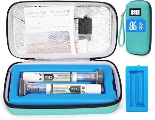 GLP Cooler Travel Case for Mounjaro & Zepbound, with Temp Display, Green | Holds 2 Pens, Zepbound Travel Case TSA Approved with Reusable Ice Brick, Mounjaro Weight Loss for Daily Use
