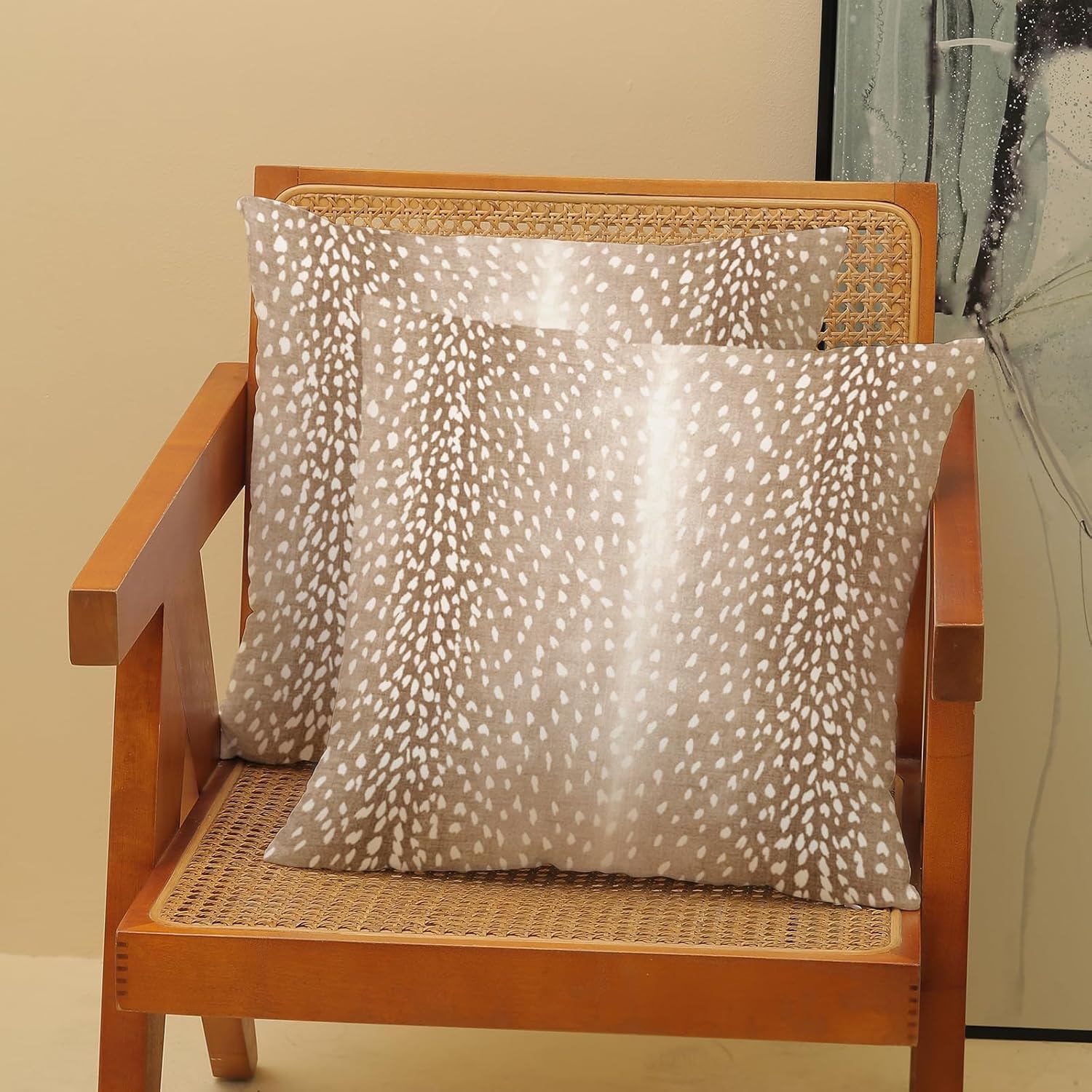Brown Antelope Pillow Covers 20x20 Inch Set of 2 Deer Animal Skin Print Throw Pillows Outdoor Decorative Modern Antelope Pillowcase Cotton Cushion Cases for Bed Sofa Couch 20" x 20" (Pack of 2) Brown Antelope