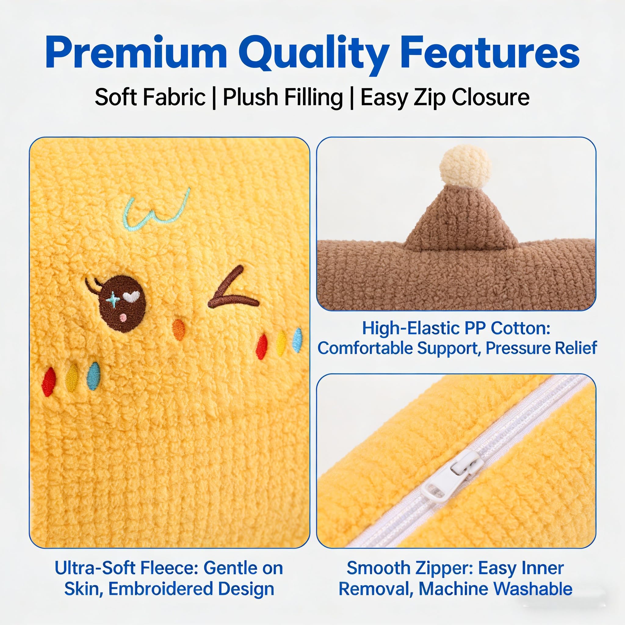 XHYRHTS Cuscino da lettura in peluche a forma di cartone animato e cuscino di supporto per la schiena lombare con rivestimento rimovibile - Cuscini per coccole per adulti per letto, sedia da ufficio e