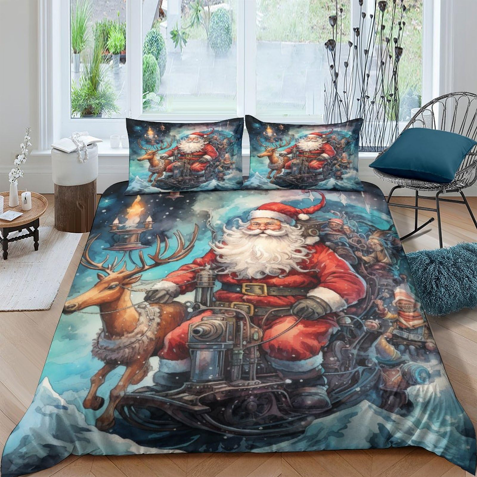 Funda nórdica Navidad 200x200 cm de microfibra transpirable para cama infantil doble con estampado 3D