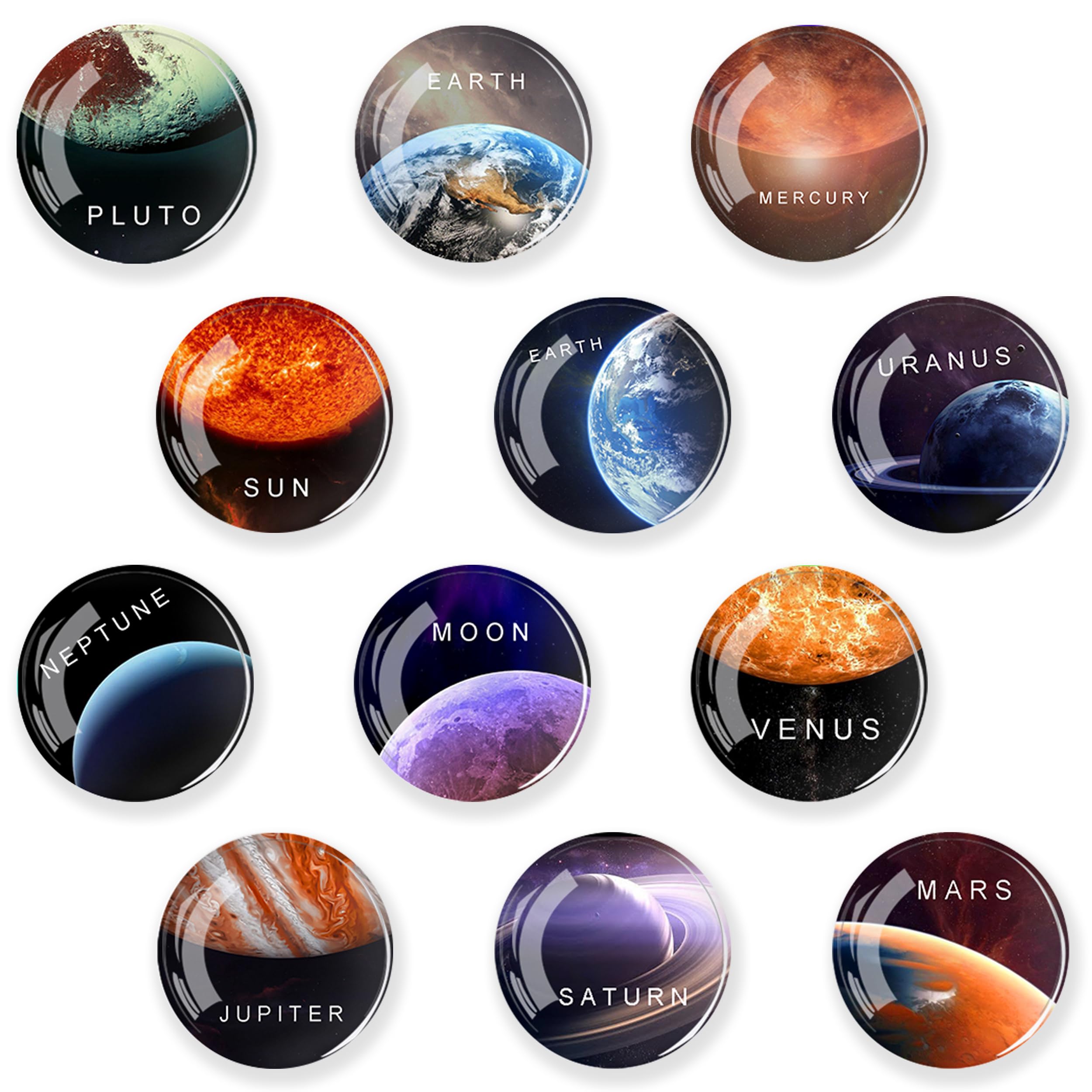 12 Calamite Frigo Pianeta - Magneti Decorativi Per Bambini, 30mm