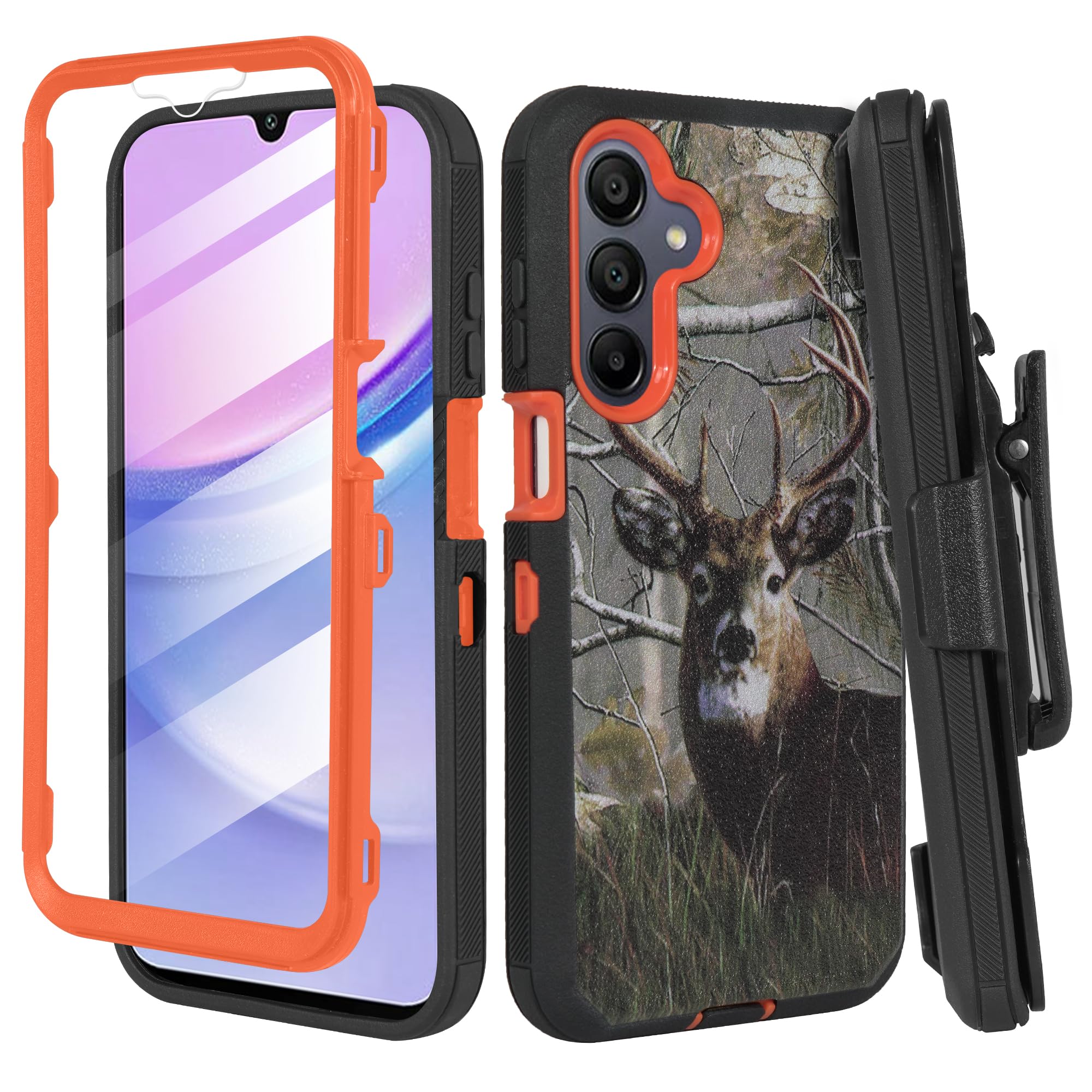 Thousandgear Compatible for Samsung Galaxy A16 5G Phone Case, Built in Screen Protector, Belt Clip Holster Heavy Duty Defender Case Dustproof