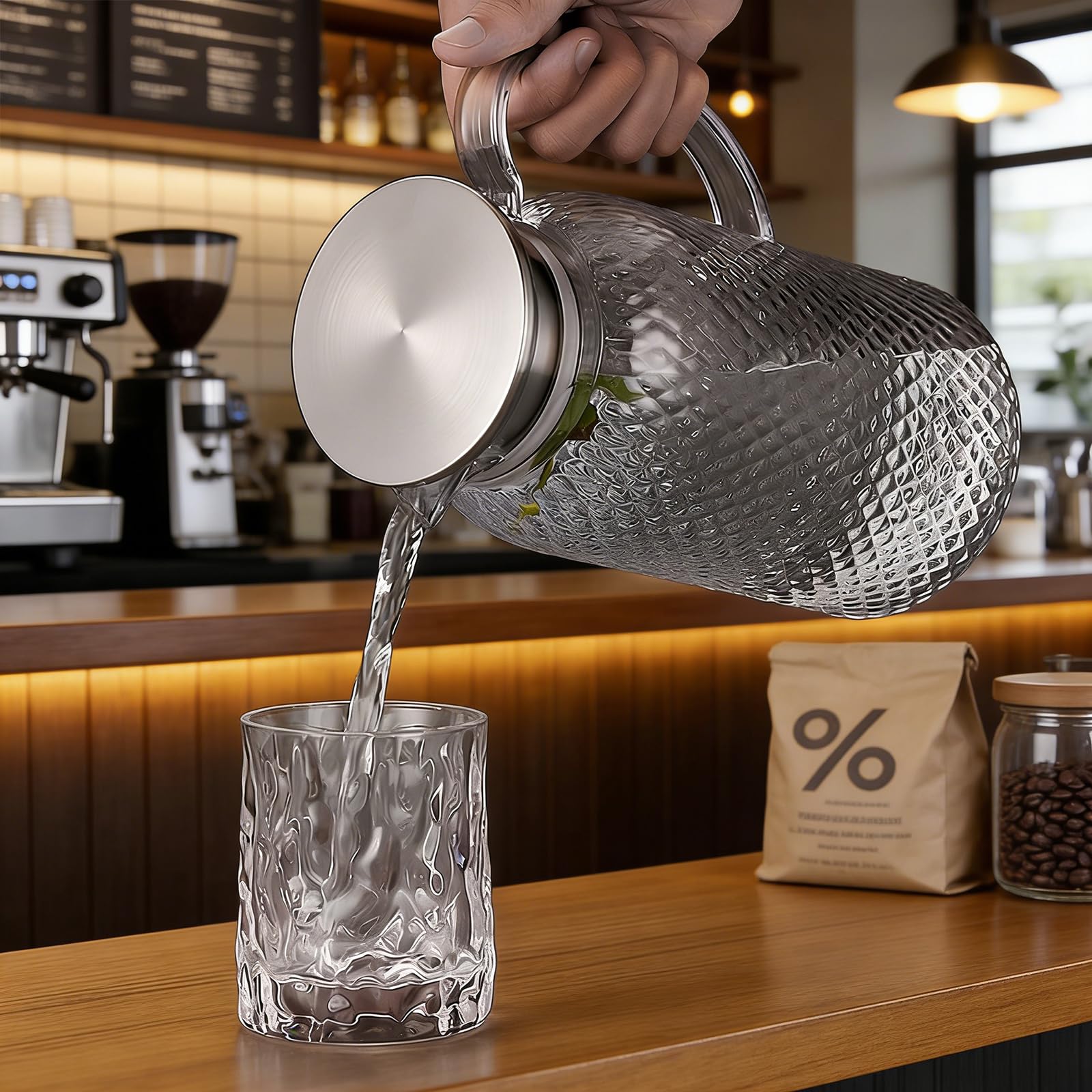 2 caraffa per succo da 1,8 l, in plastica con coperchio, infrangibile, resistente alle alte temperature, per frigorifero, latte, caffè, limonata