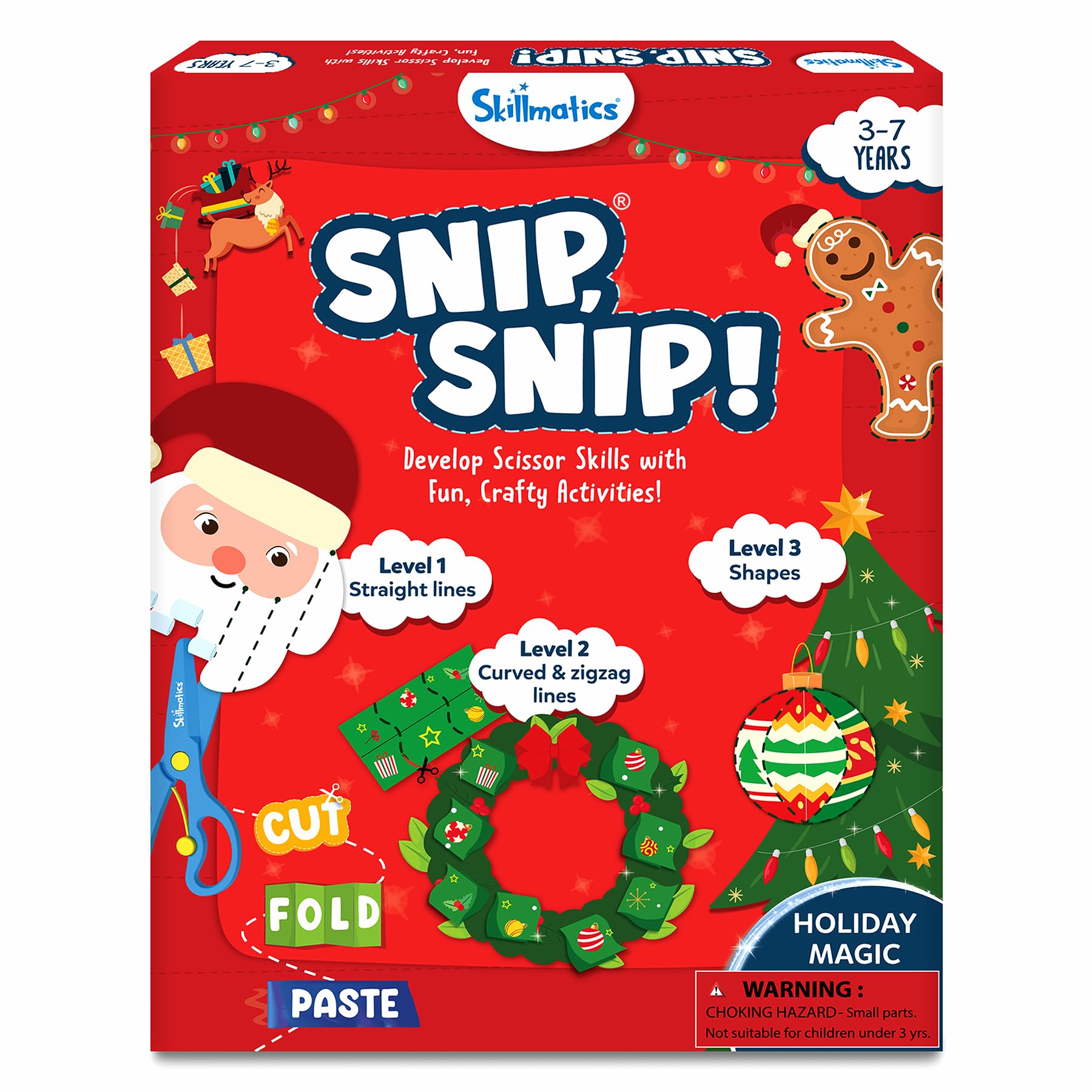 Skillmatics Snip Snip Christmas, Gift for Kids, Scissor Skills, Felt Craft