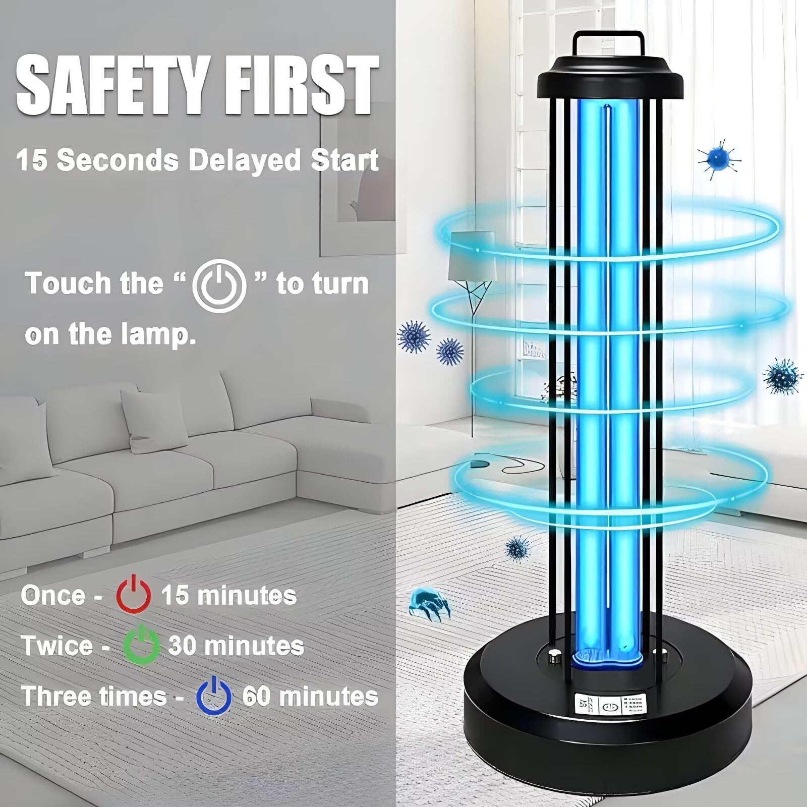 HYLR Sanitizer lampa kwarcowa UV, lampa ozonowa, UVC, lampa do sterylizatora, lampa do domu, biura, szkoły, usuwanie nieprzyjemnego zapachu i pleśni, trzystopniowy timer, pilot zdalnego sterowania