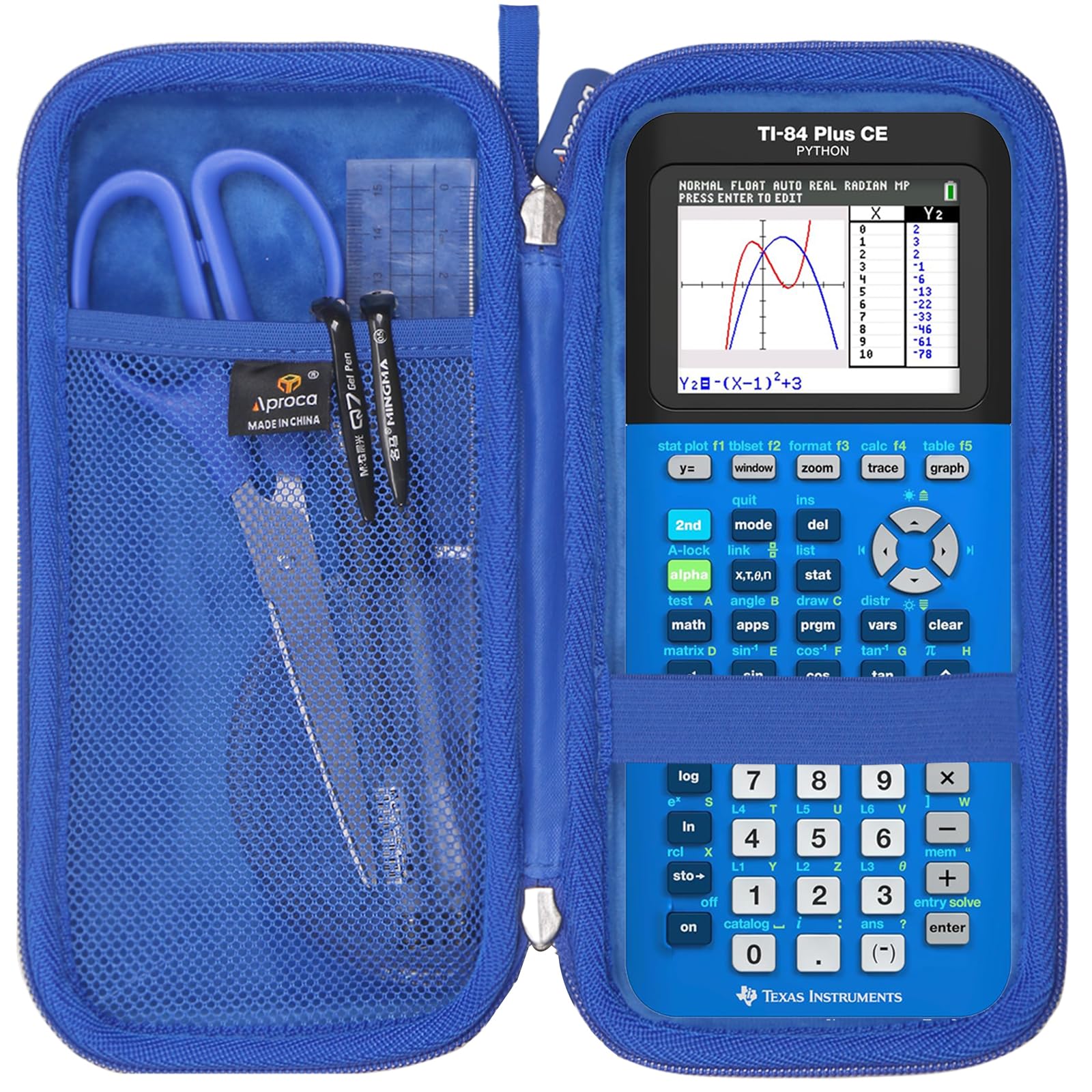 Aproca Calculator Case Compatible with Texas Instruments TI-84 Plus CE / TI-84 Plus / TI-83 Plus / TI-89 Titanium / TI-85 / TI-86 Color Graphing Calculator -Blue (Case Only)