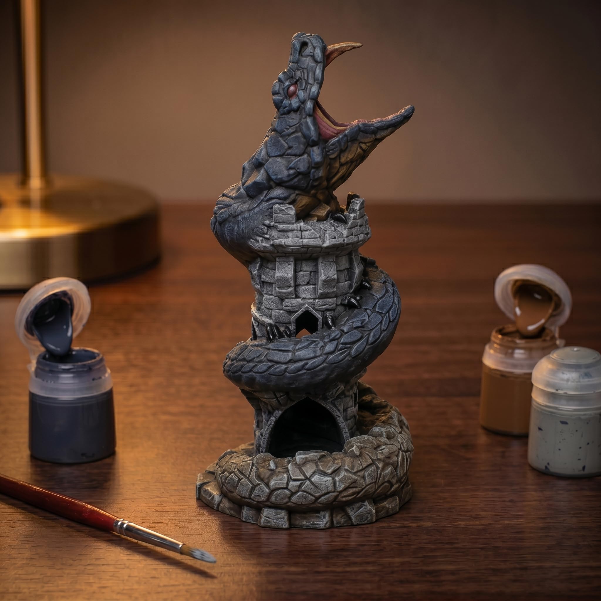 Basilisk Würfelturm für Würfel bis 25mm | DND Monster Dice Tower Made in Germany | Tabletop RPG Pen & Paper DSA Fantasy | Deko zum Bemalen | Geschenkidee Rollenspieler