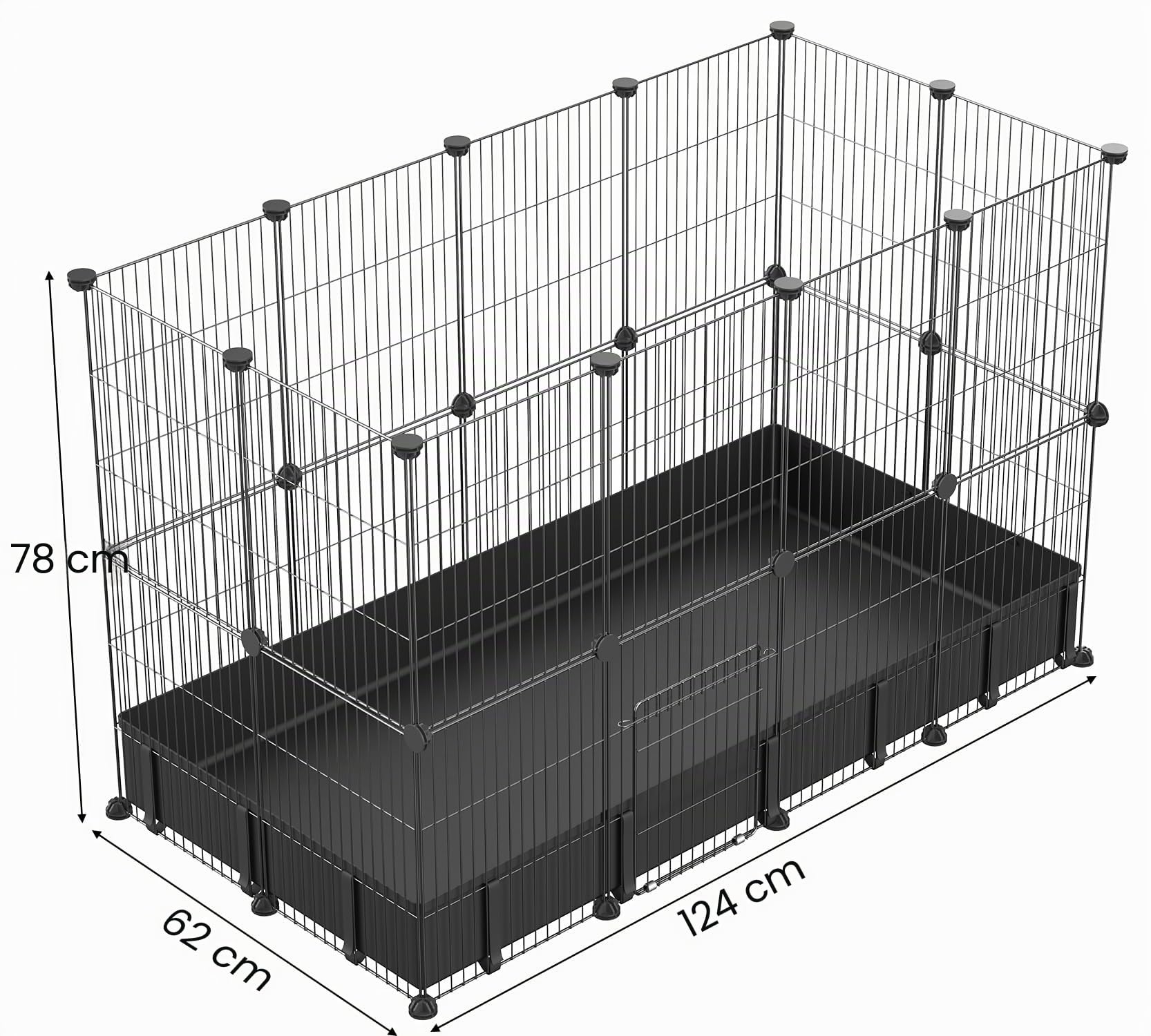PILIN Enclos pour Lapin, clôture en métal, Cage métallique avec Tapis étanche, Montage de différentes Tailles de Cage métallique 30x38 24 pièces