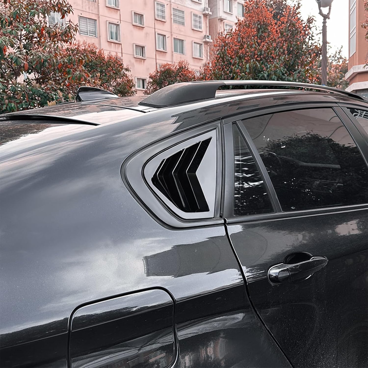 2pcs Suitable for B-M-*W X6 E71 X6 E72 2008-2014 Accessories Sporty Car Auto Exterior Rear Side Window Louvers Air Vent Scoop Shades Cover Trim Blinds Glossy Black