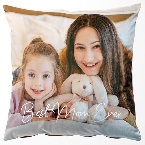 Easycosy Almohada personalizada con imagen y texto, funda de almohada personalizada de terciopelo de dos lados, funda de almohada personalizada de