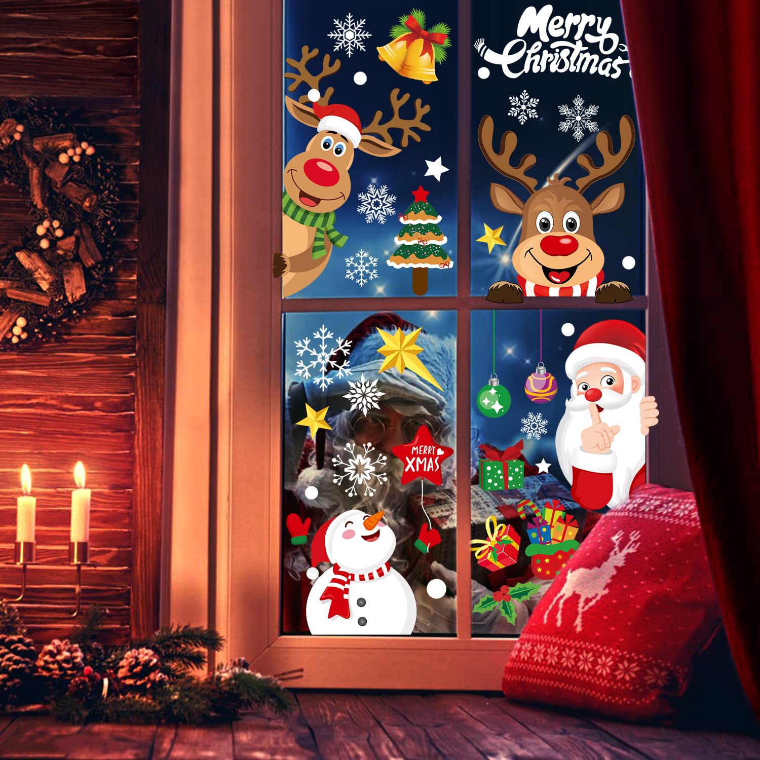 288 Stück Weihnachts-Fenstersticker Set - 7 Bögen Mit Winterlichen Motiven, Statisch Haftend