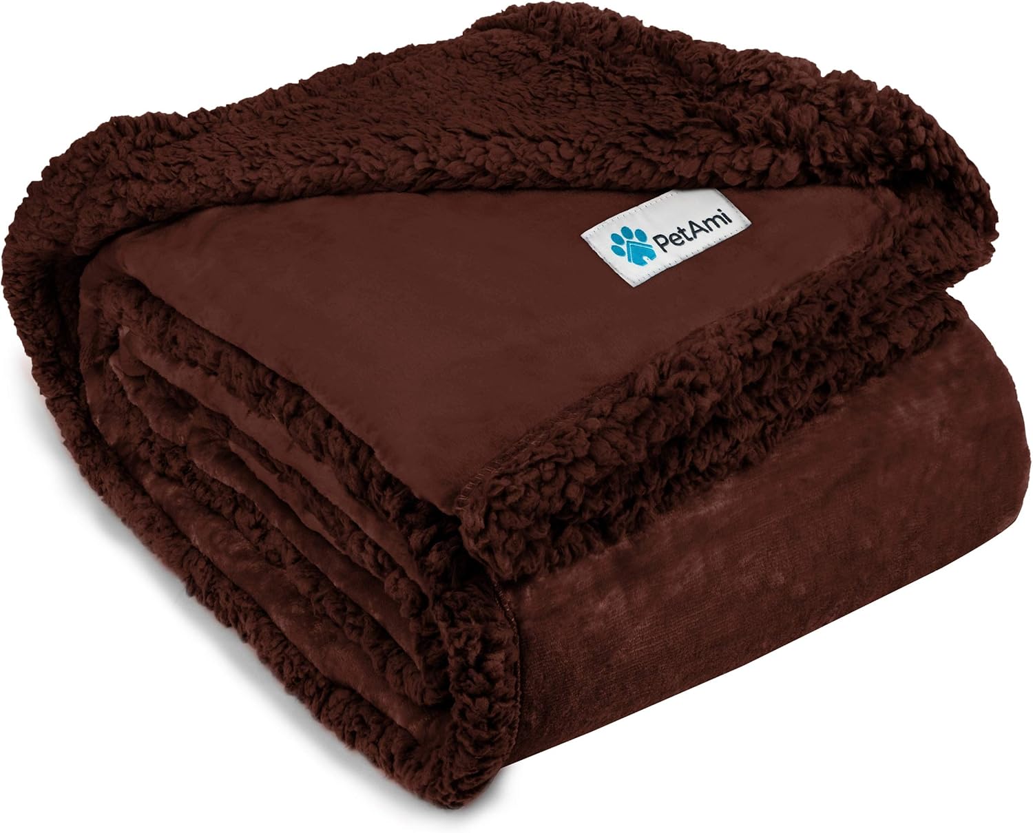 PetAmi Waterproof Dog Blanket for Bed, Couch, Sofa | Waterproof Dog Bed Cover for Large Dogs, Puppies | Sherpa Fleece Pet Blanket Furniture Protector | Reversible Microfiber | 80 x 60 (Brown/Brown) : Pet Supplies