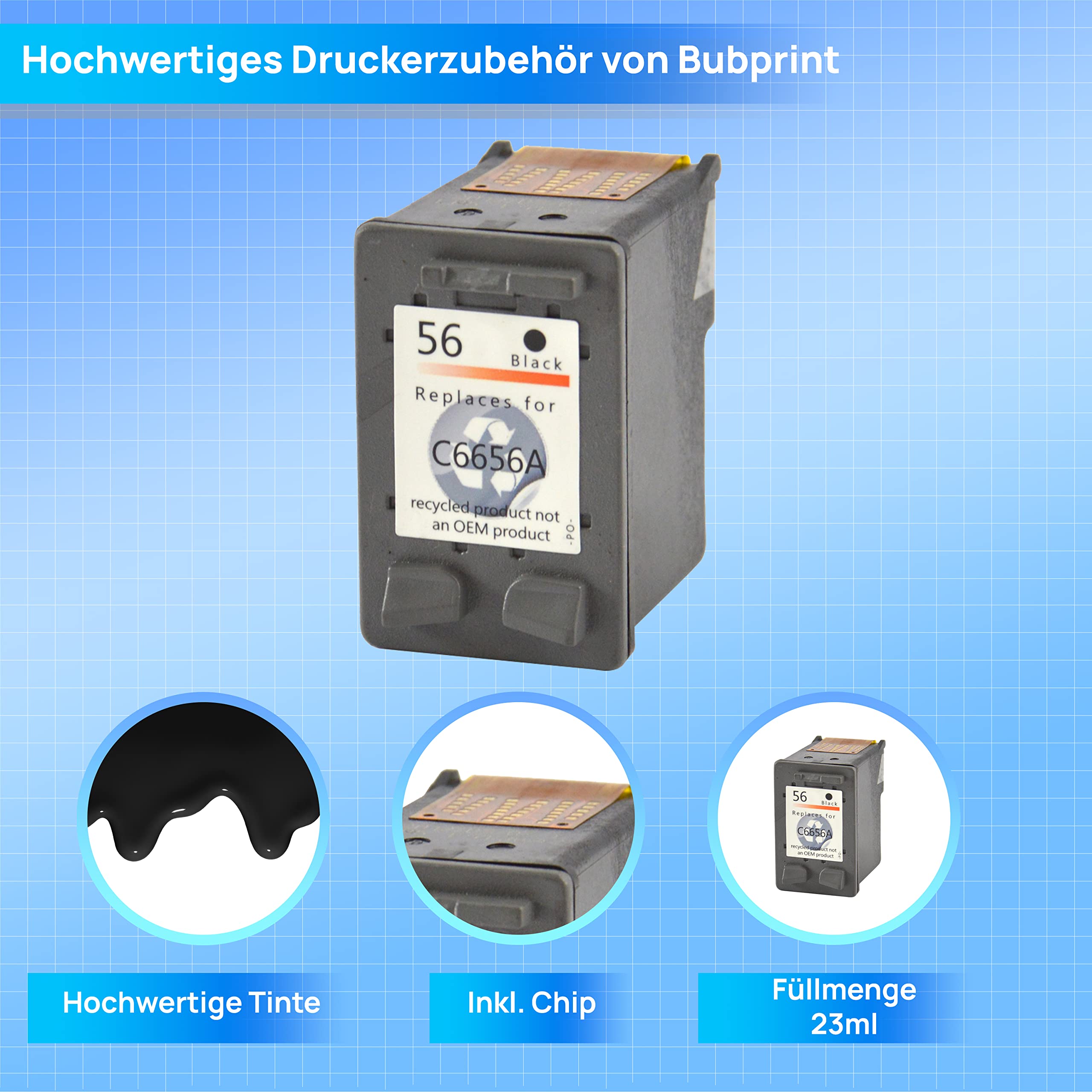 Image secondaire de Bubprint Cartouche d'imprimante compatible pour HP 56 Noir Noir