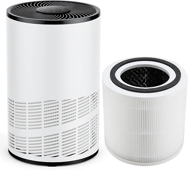 Sweetcrispy Air Purifiers for Home,Quiet Air Purifier with 1 Replacement HEPA 3-in-1 Filter for Bedroom with Sleep Mode Speed Control Timer, Portable Air Cleaner for Smoke Dust Pollen Pets Dander Odor