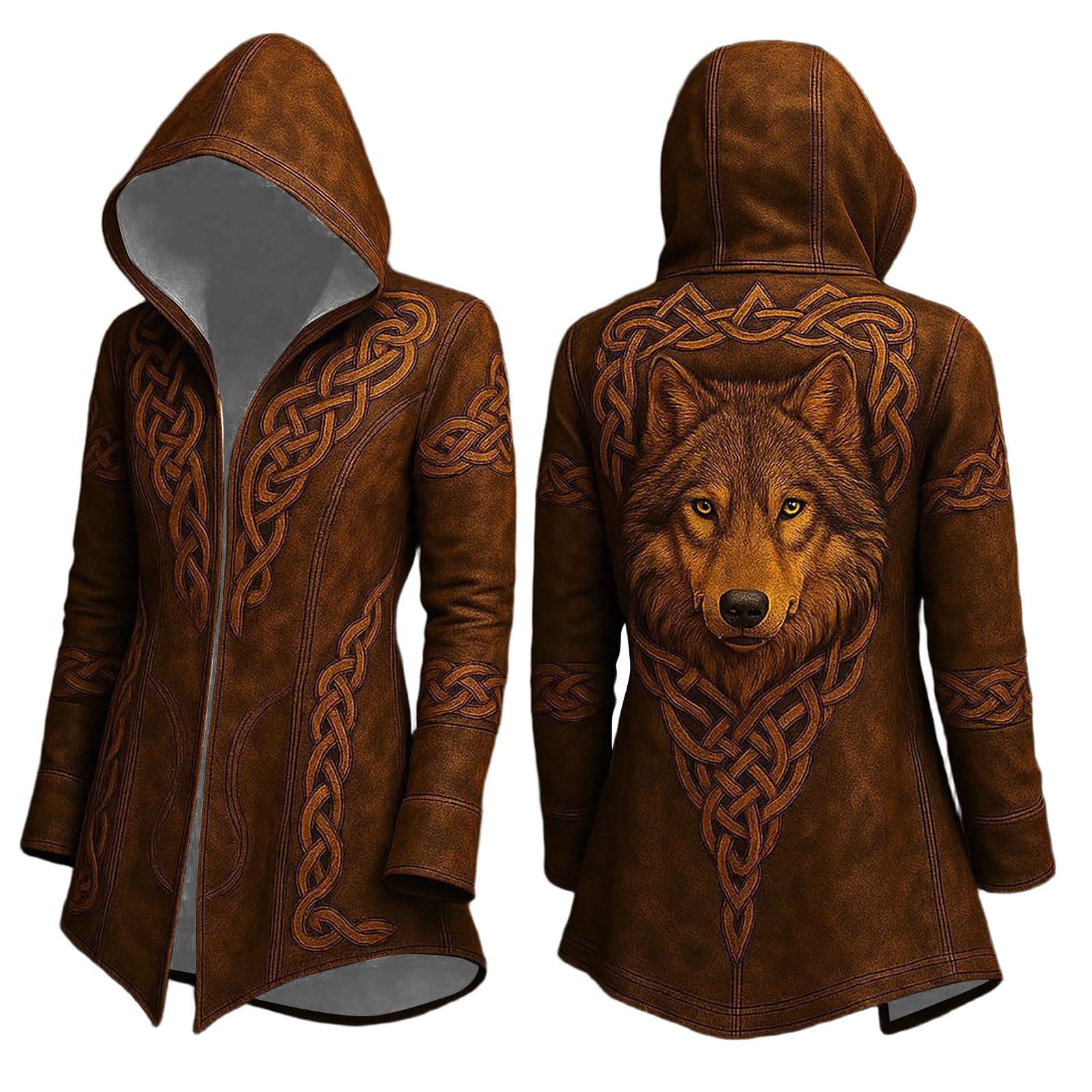 Celanisai Medieval Clothing Men's Halloween Costume Viking Hoodie Odin Myth Jacket Assassin's Creed Cosplay Coat Scandinavia Cape for Cosplay Carnival Biker Jacket, Y4 brown, XXXL โ image 1