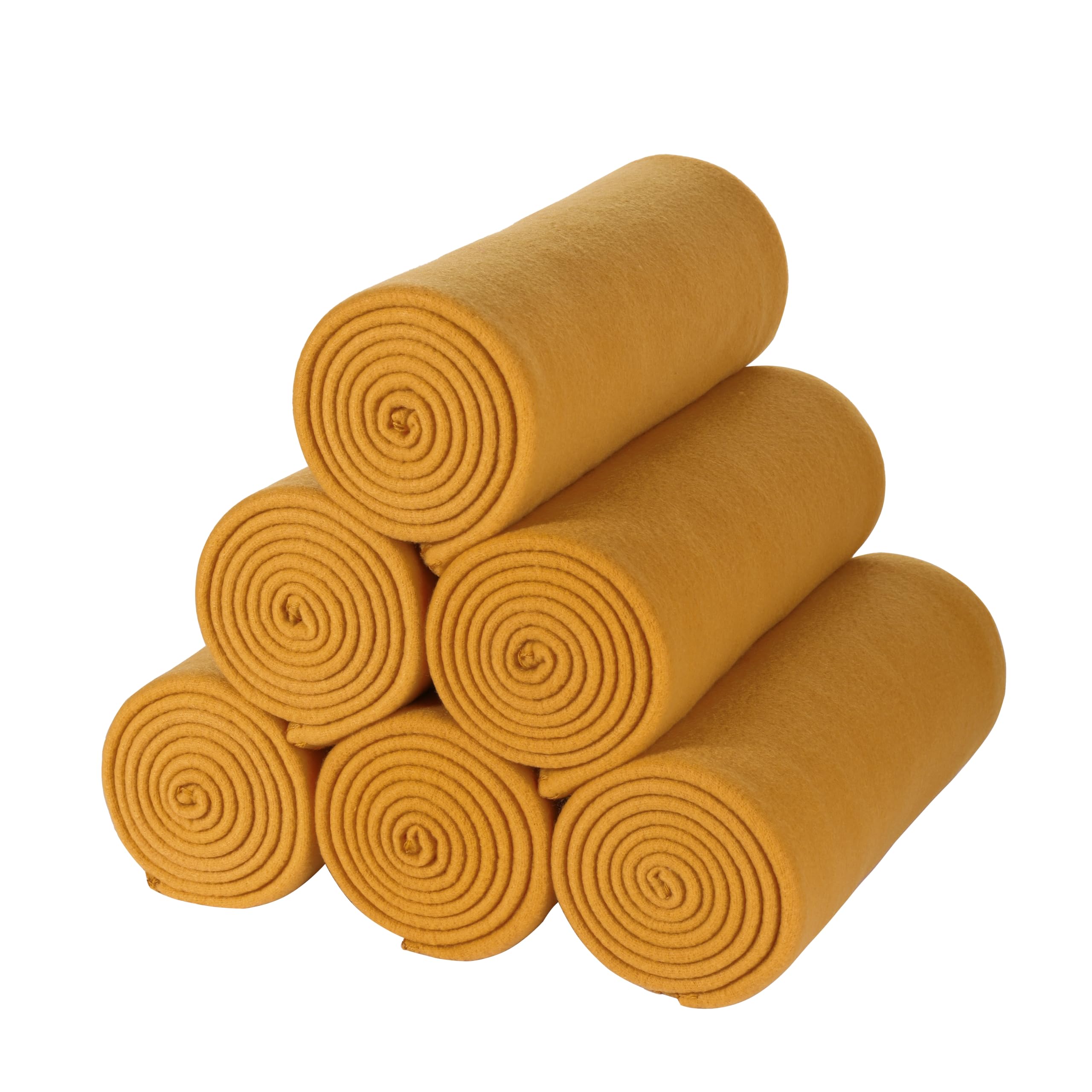 CAI TENG Fleece Throw Blanket Bulk 6 Pack Kid Blankets Soft Lightweight Cozy Polar Fleece 50 x 60 Throws Solid Pet-Friendly Bed Sofa Couch Fleece Fabric Travel Wedding Outdoor Mustard Yellow
