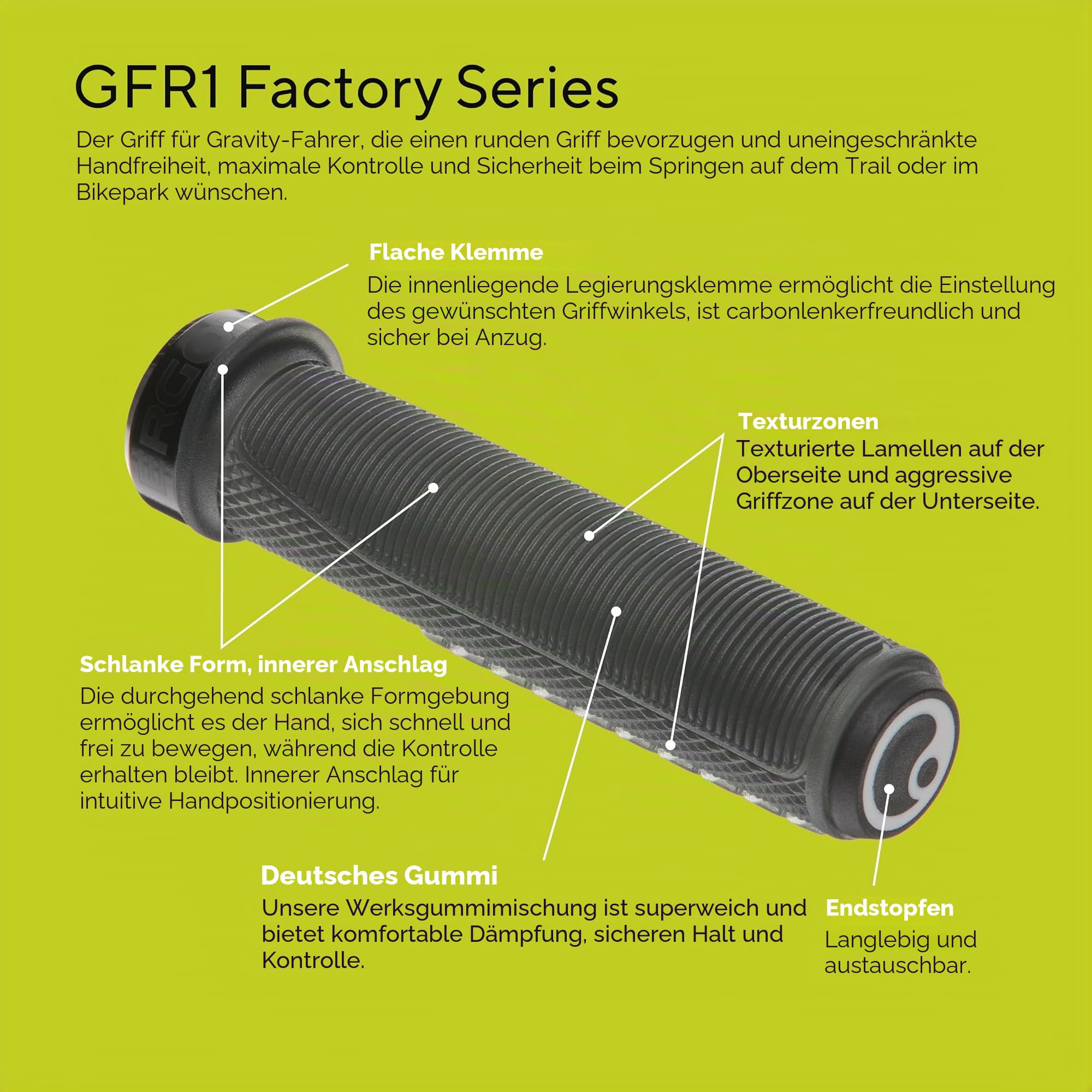 Ergon – GFR1 Factory Fahrradgriff | MTB Gravity, Freeride | Frozen Stealth