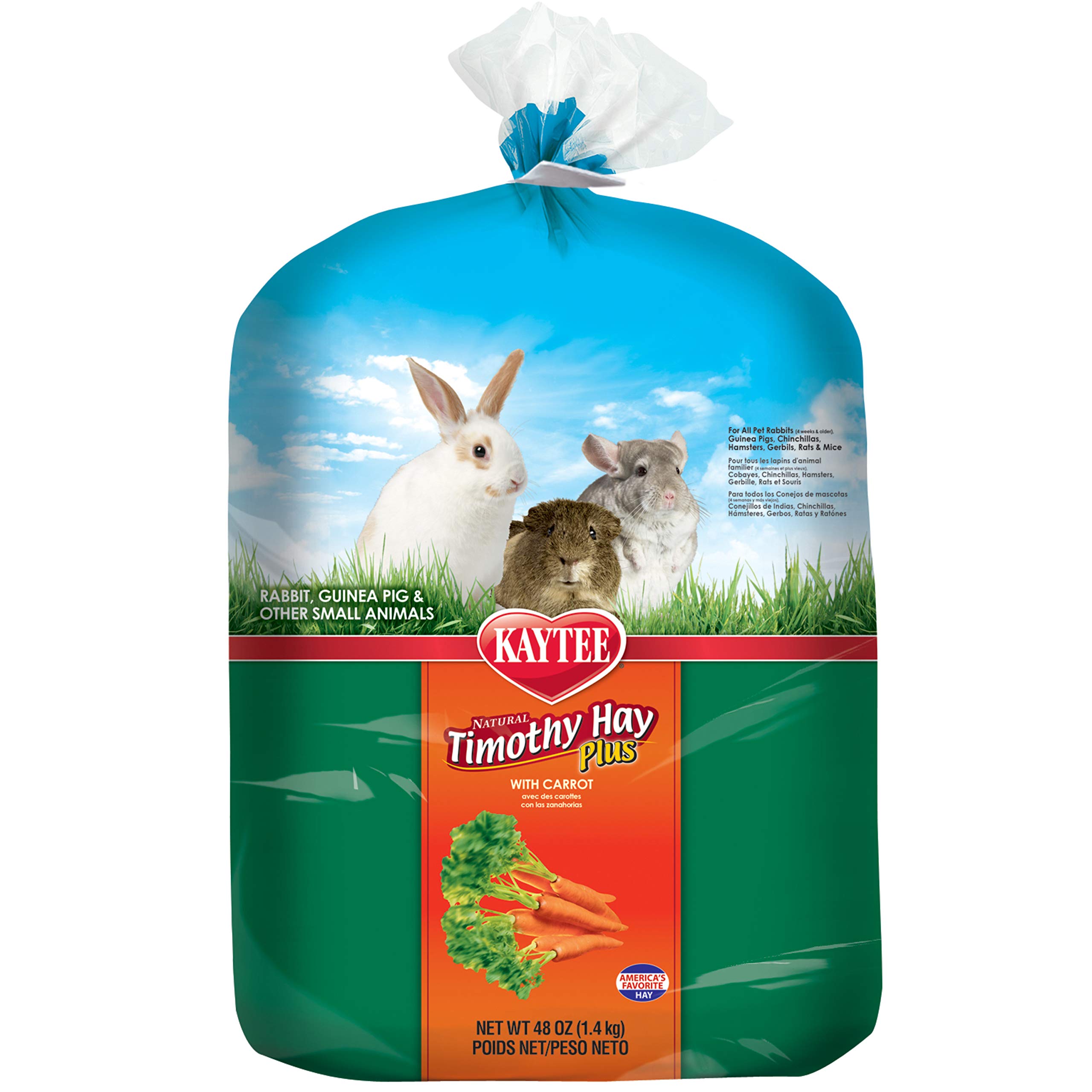 Kaytee Timothy Hay Plus, Carrot, 48-Ounce, Standard Packaging
