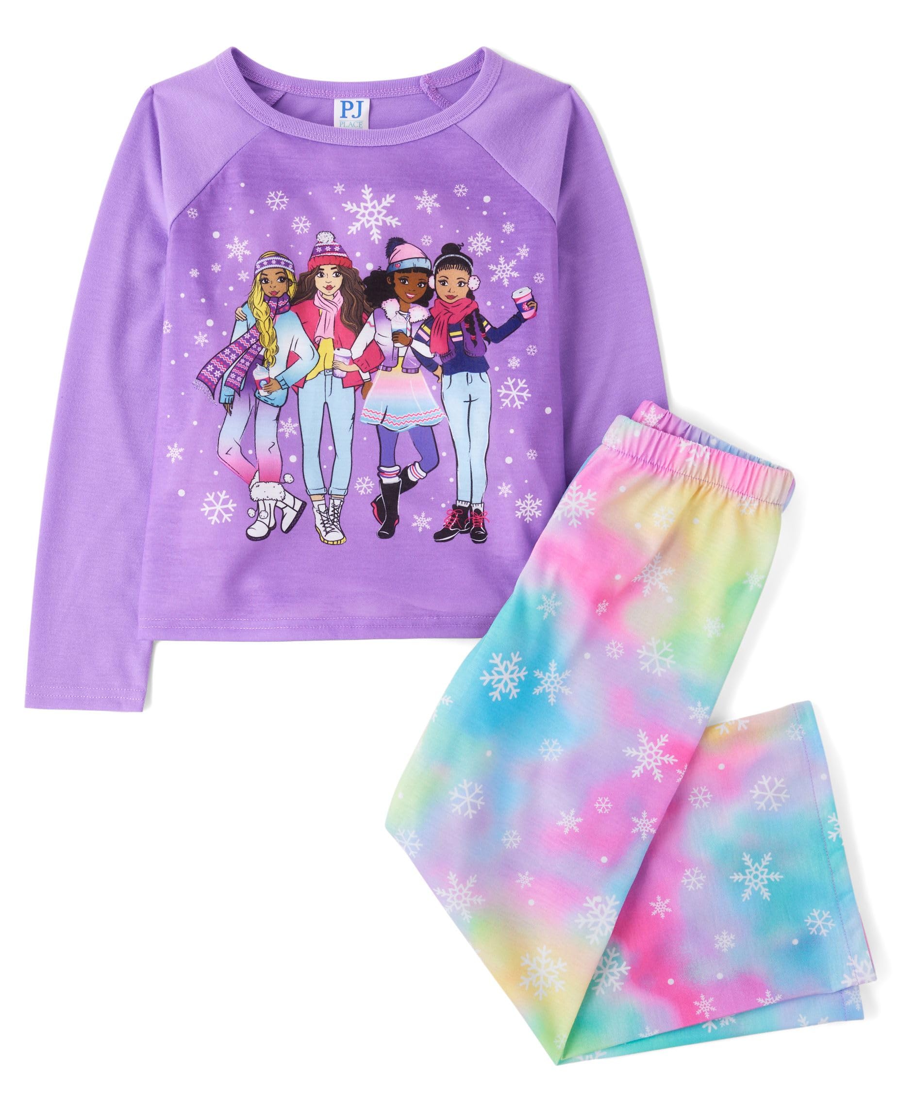 the children's place girls' long sleeve top and pants,2 piece pajama set