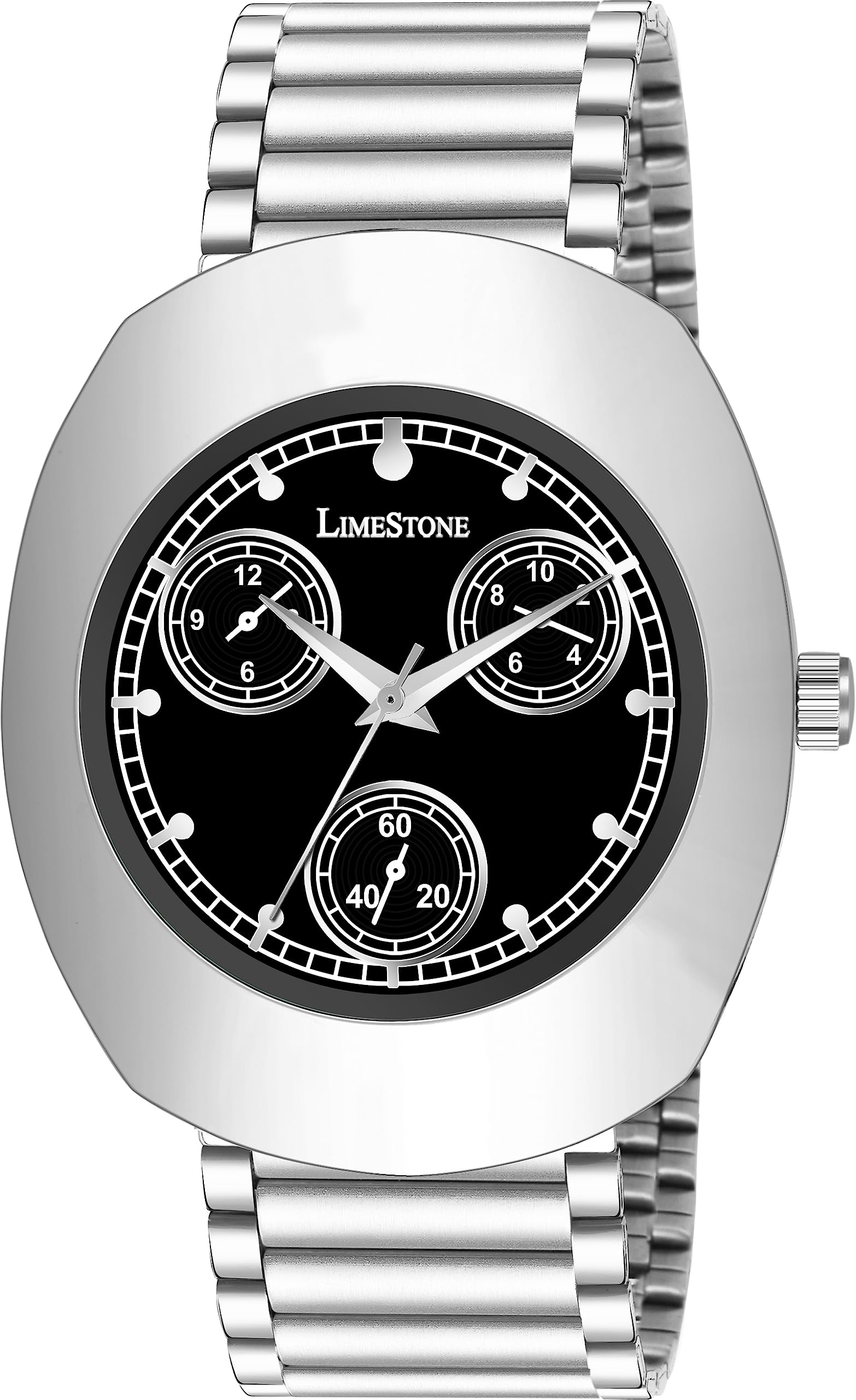 LIMESTONE Vintage Look Dummy Chronograph Stainless Steel Chain Unusual Design Quartz Analog Watch - for Men (B0CCHYW6G6) Amazon Price History, Amazon Price Tracker