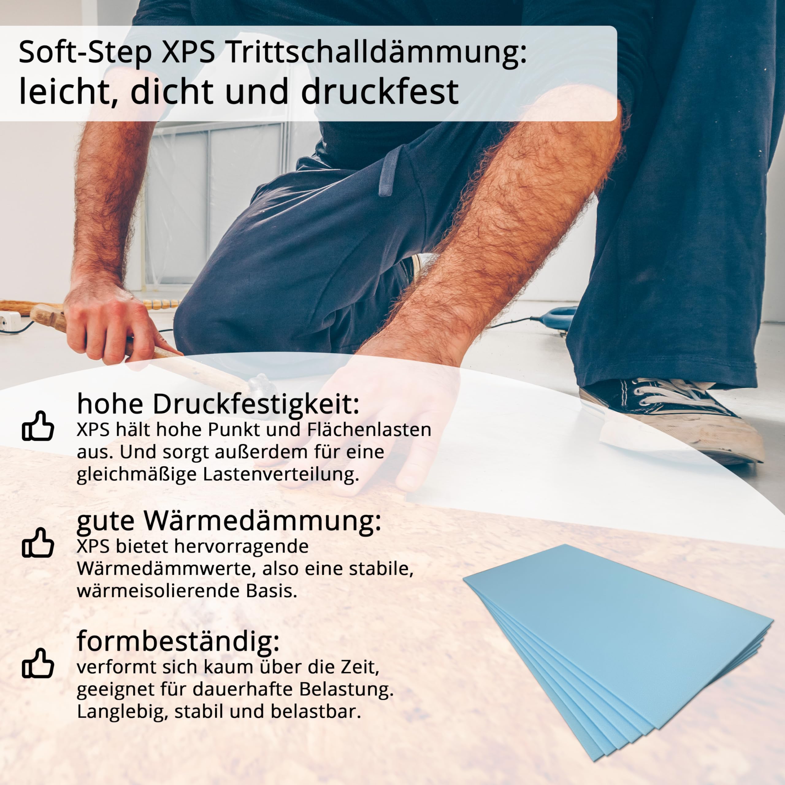 20 m² uficell® SOFT-Step Aislamiento acústico de impacto para suelos laminados y parquet - 5 mm de espesor - Adecuado como aislamiento térmico (se compra 2 paquetes de 10 m² = 20 m²)