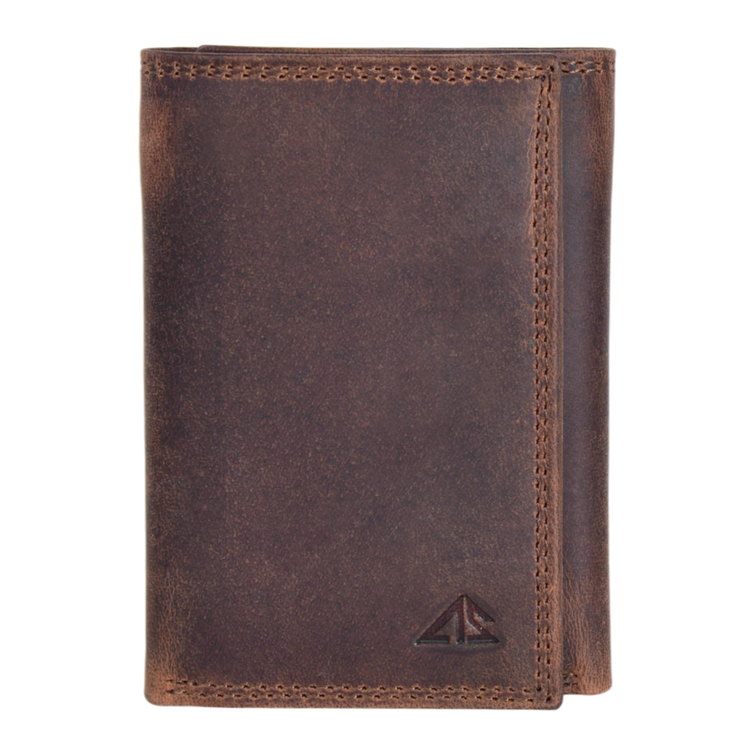 ASAD Leather Slim Everyday Trifold Wallet with ID Window and Multiple Card Slots | Genuine Leather Double Stitched RFID Blocking Stylish | Gift for