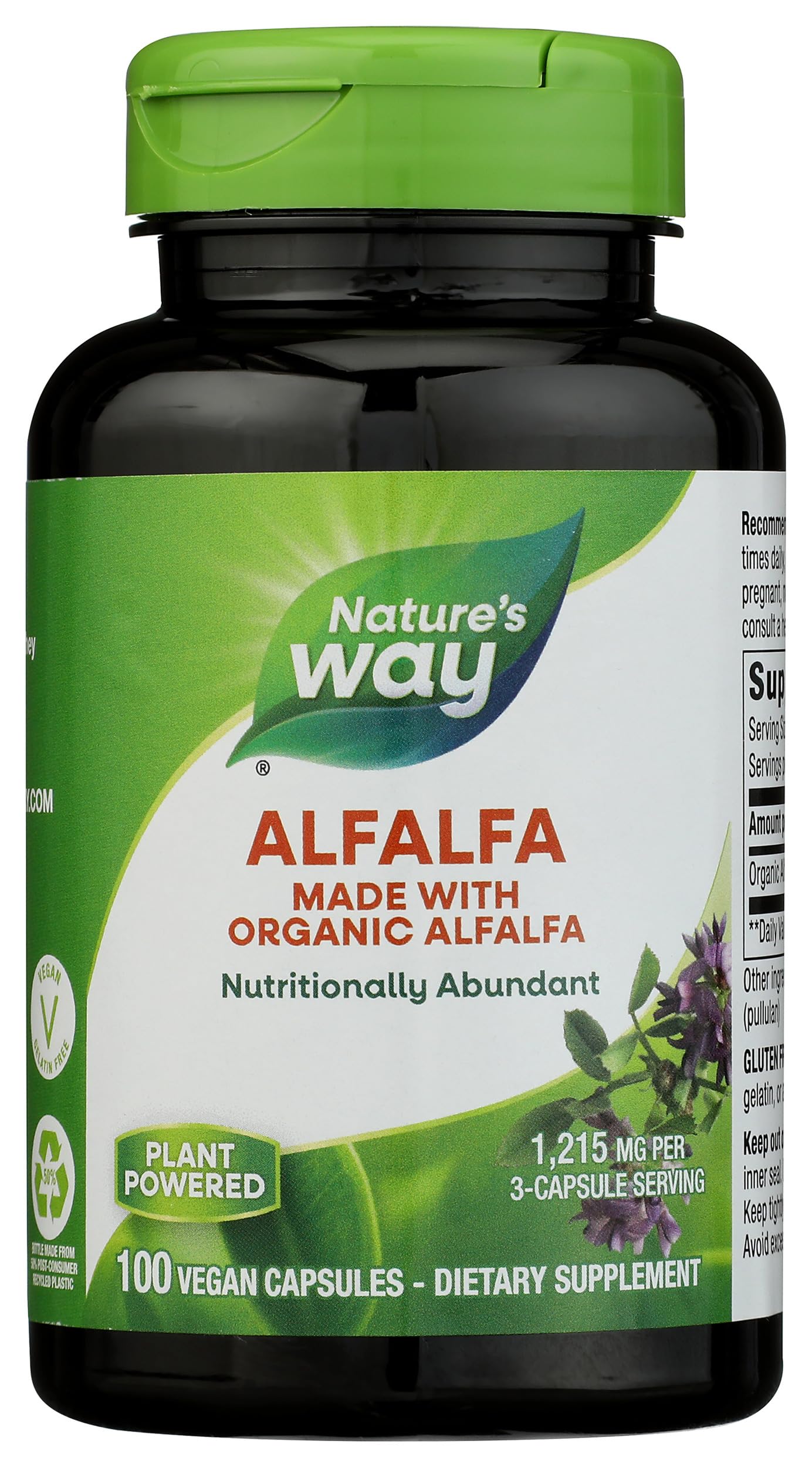Nature's Way Alfalfa, Alfalfa Herbal Capsules, 100 Count (33 Servings)
