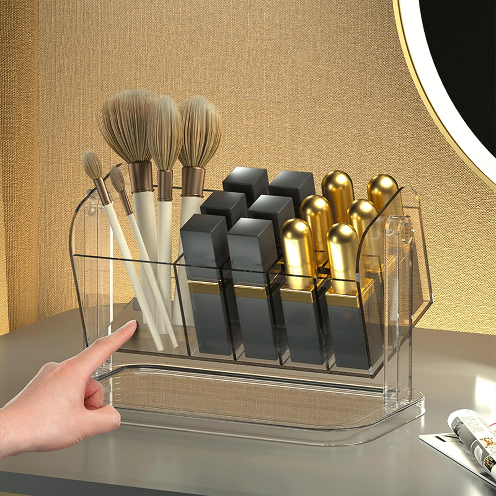 Box portaoggetti Organizzatore cosmetico Trasparente Pennello cosmetico Porta Rossetto Organizzatore di cancelleria da scrivania Acrilico Trasparente 1pct Organizer Trucchi