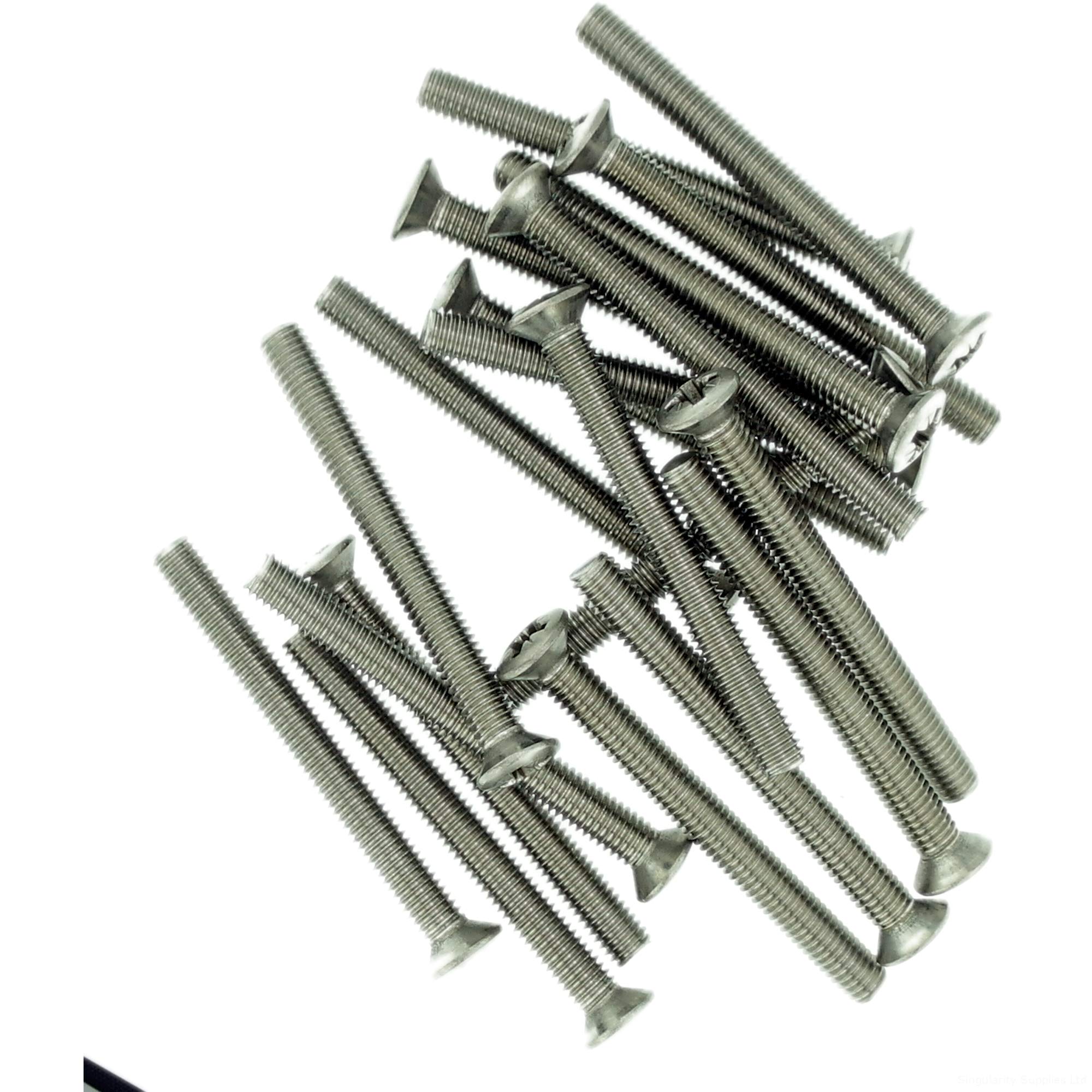 Singularity Supplies M6 (6Mm X 20Mm) Pozi Raised Countersunk Machine Screw (Bolt) - Stainless Steel (A2) (Pack Of 20)