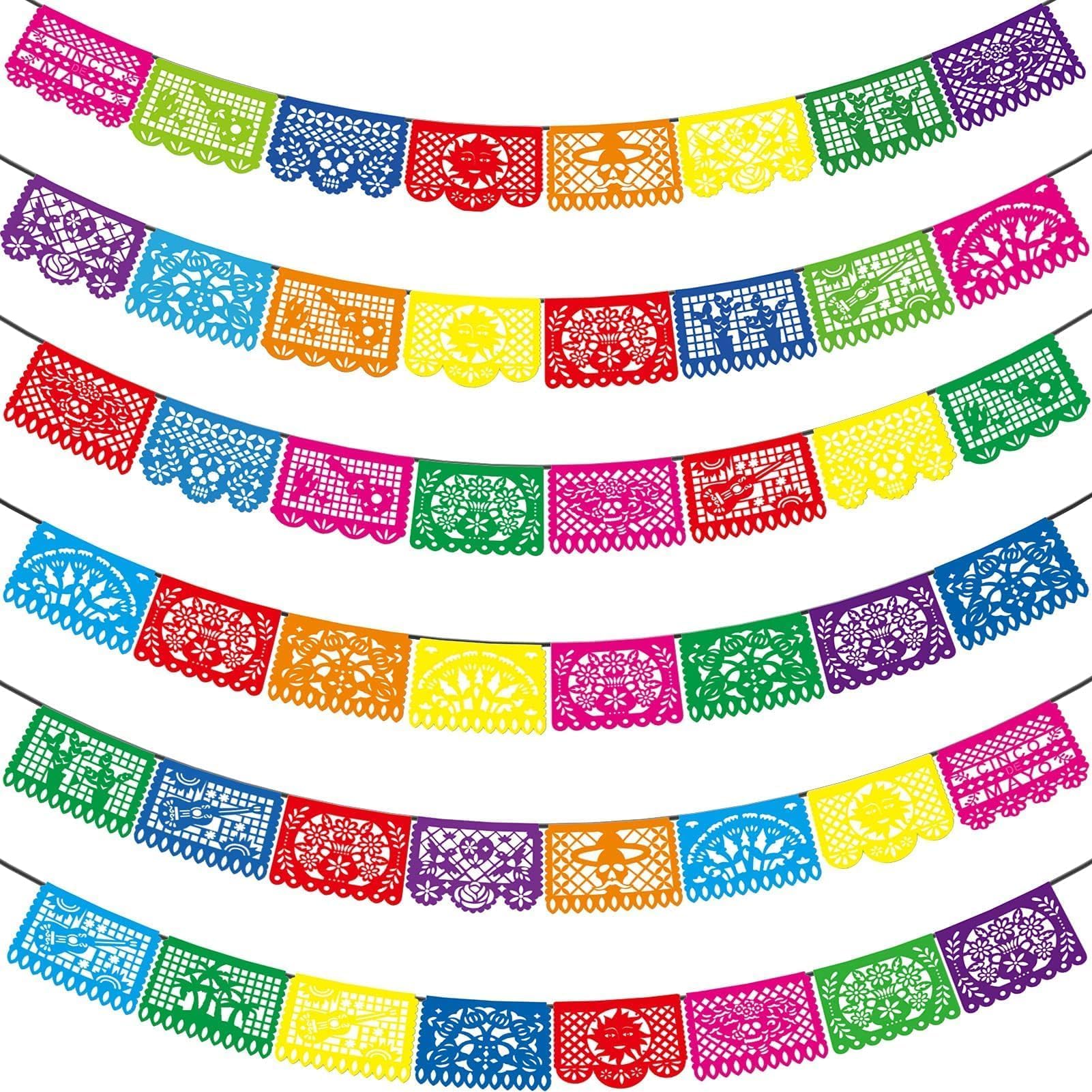 6PCS Mexican Party Decorations, 90FT Papel Picado Fiesta Party Banners, Dia De Los Muertos, Cinco De Mayo Decor, Day of The Dead Decorations, Independence Day Decor, Mexican Theme Decorations Supplies