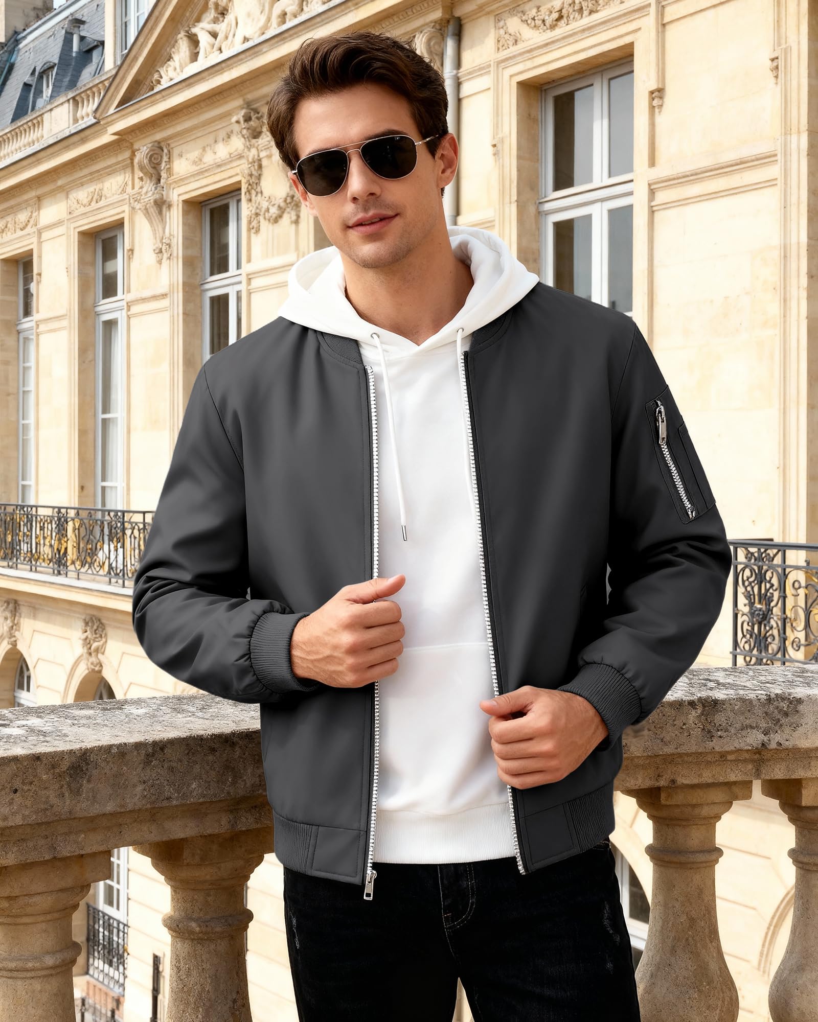 Blouson Homme mi Saison Veste Décontracté Printemps Automne Vestes Bomber Manteaux Eté de Sport Jacket
