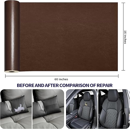 Miniatura 45 de Kit de cinta para reparación de cuero, parche autoadhesivo para muebles, sofá, asientos de automóvil, silla de oficina, kit de reparación de vinilo