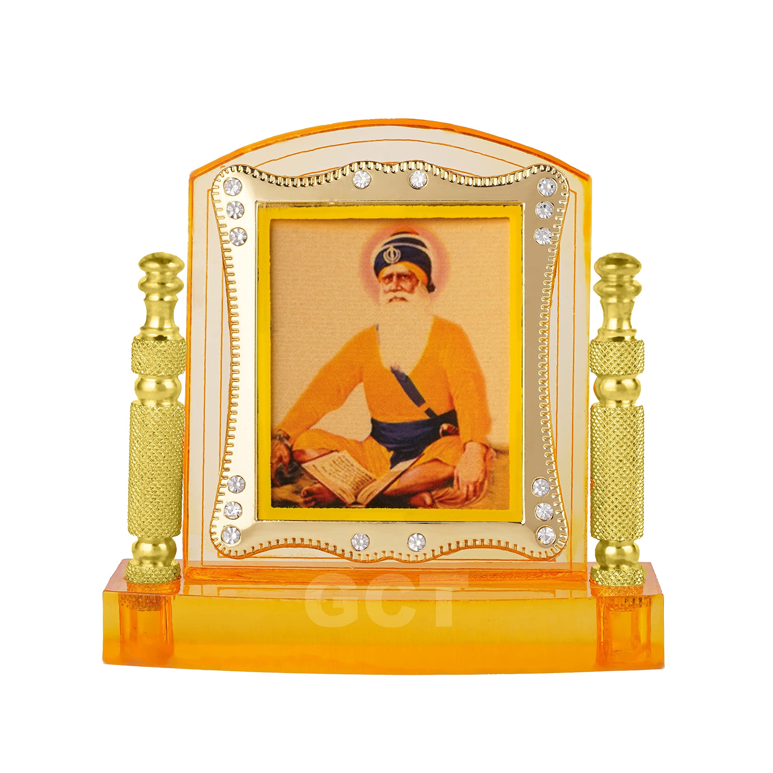 GCT Baba Deep Singh Ji (J001-6-A) Sikh Religious Acrylic Frame for Car Dashboard (L*B*H- 3.3 x 1.2 x 3.3 Inches)