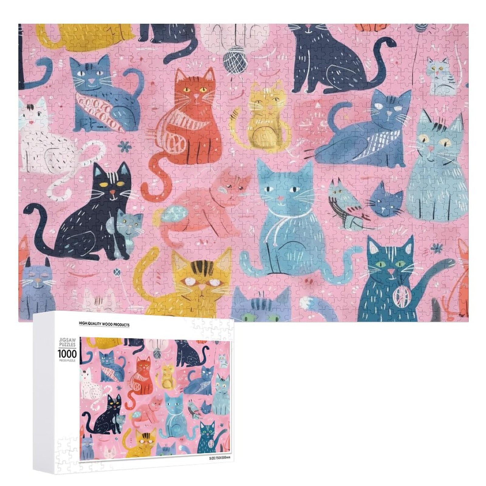 Animals Jigsaw Cute Cat Woodiness Puzzles for Adults 1000 Pieces-Interactive Jigsaw Puzzle Game for Family Parent-Adult Friend Puzzle Toy Birthday Gift Home Decor โ image 1