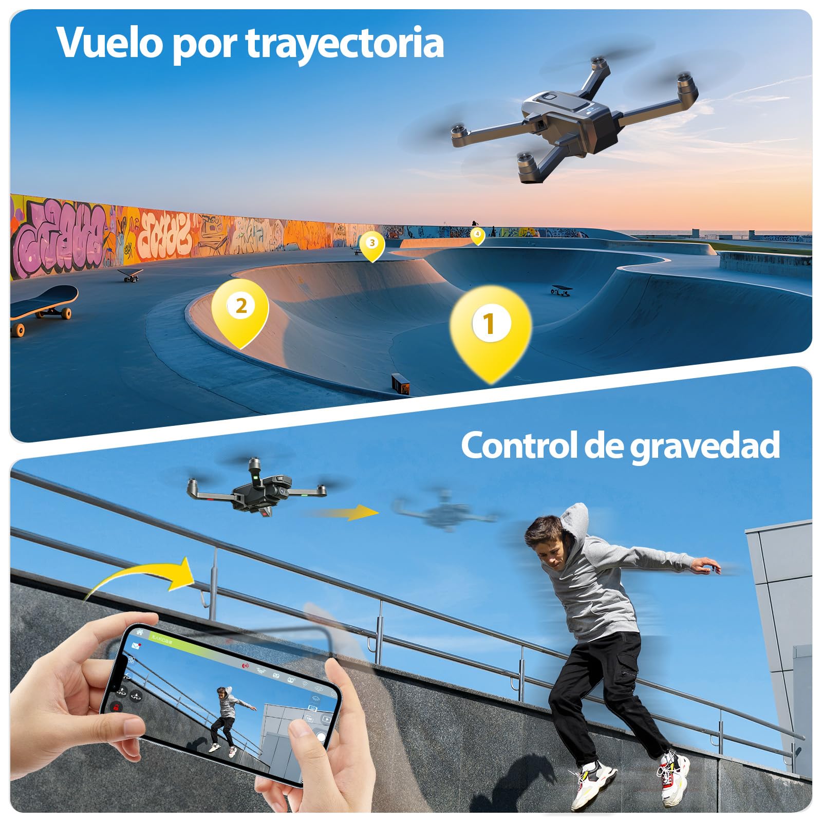 DEERC D25 Drone con Cámara 4K para Niños y Adultos, Transmisión 5G, Cuadricóptero RC Plegable, Juguete Compacto con Motor sin Escobillas, Mantenimiento de Altitud, Giros 3D, 2 Baterías