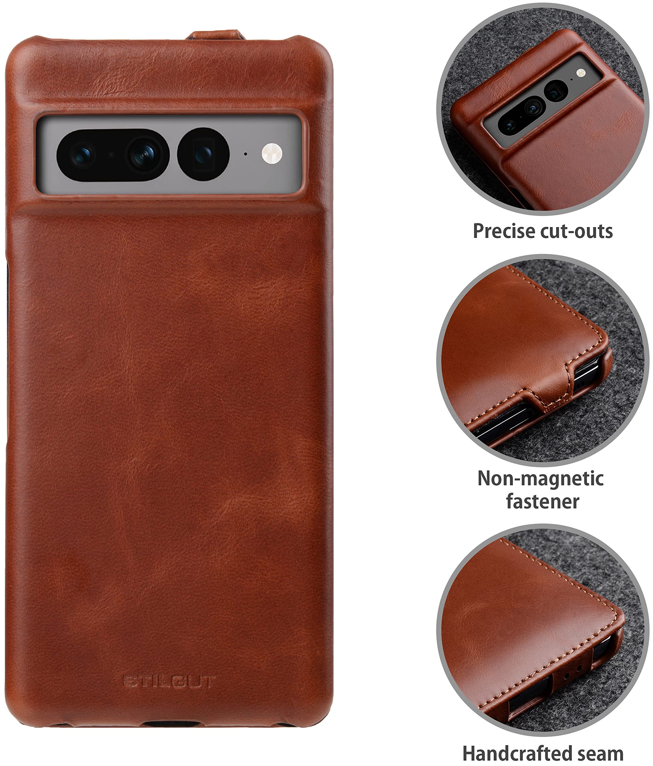 STILGUT UltraSlim Compatible with Google Pixel 7 Pro Case, Pixel 7 Pro Leather Flip Case, Flip Case, Mobile Phone Case - Image 2