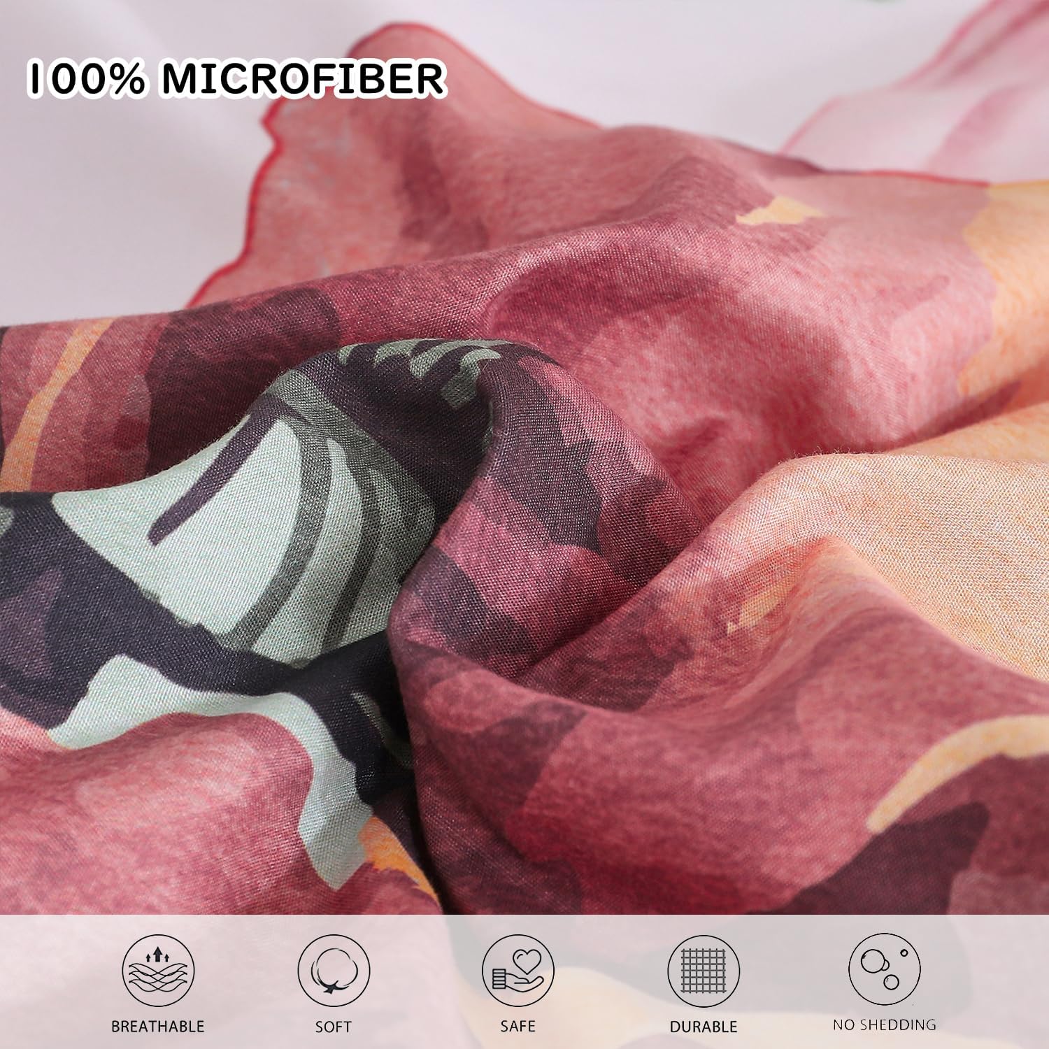 Yogeneg King Size Comforter Set 7 Piece Bed in a Bag,Elegant Floral Botanical Pattern Pink Bedding Set,Soft Microfiber Comforter with Sheet Set,All Season Bed Set(Blush Floral,King) - Image 5