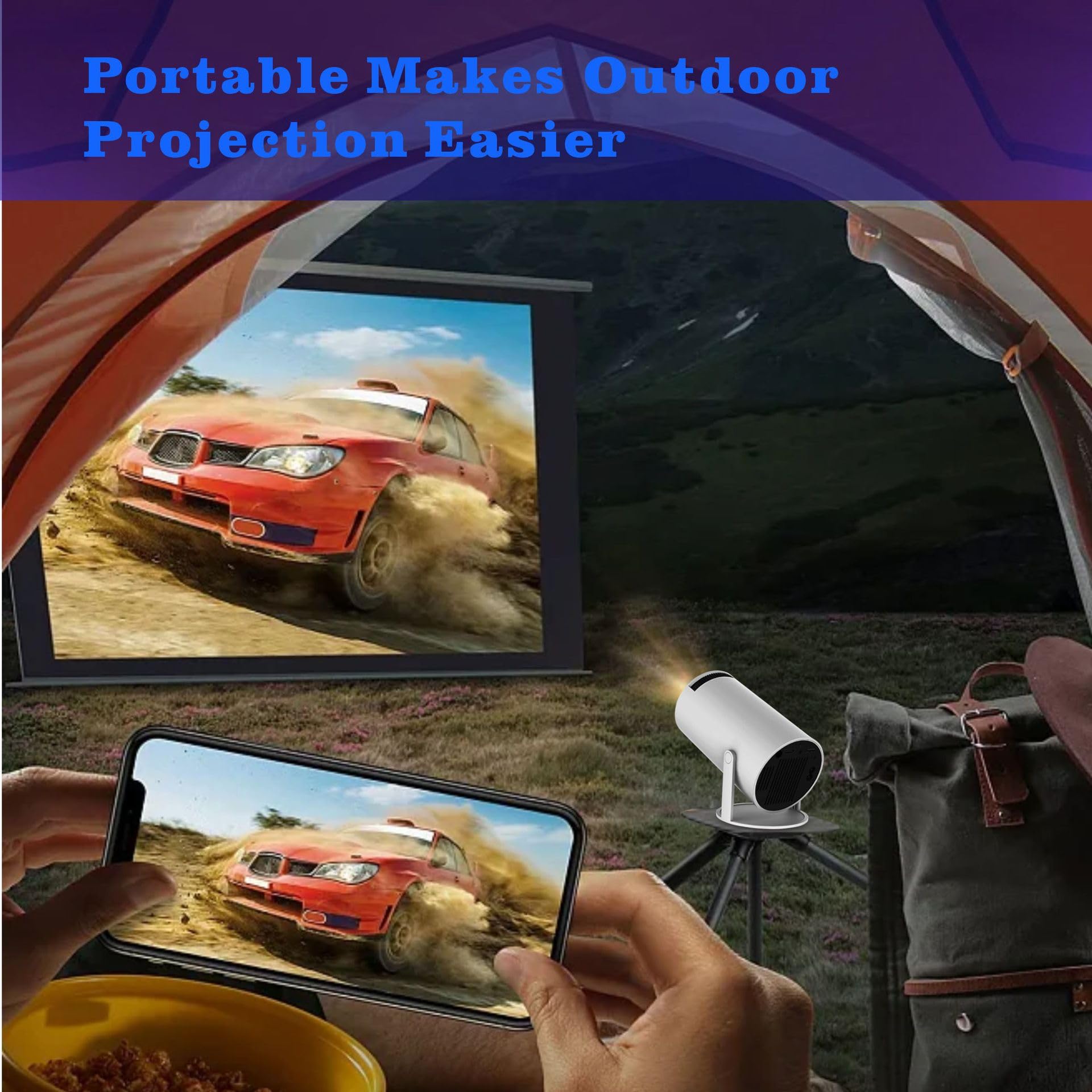 Mini projecteur Bluetooth WiFi portable 4K avec correction automatique de la distorsion, rotation à 180°, écran 130", Android 11, 5G double bande, projecteur de films pour la maison