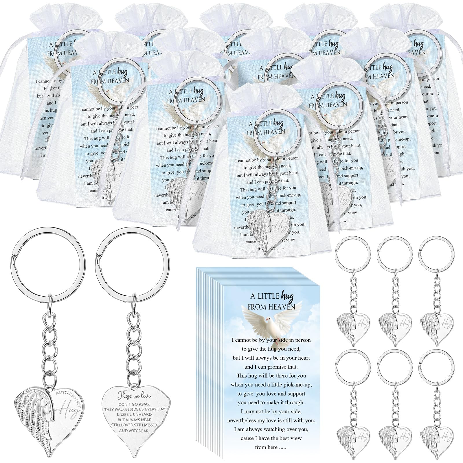 Ecally 40 Set Funeral Favors for Guest, Memorial Keychains, Angel