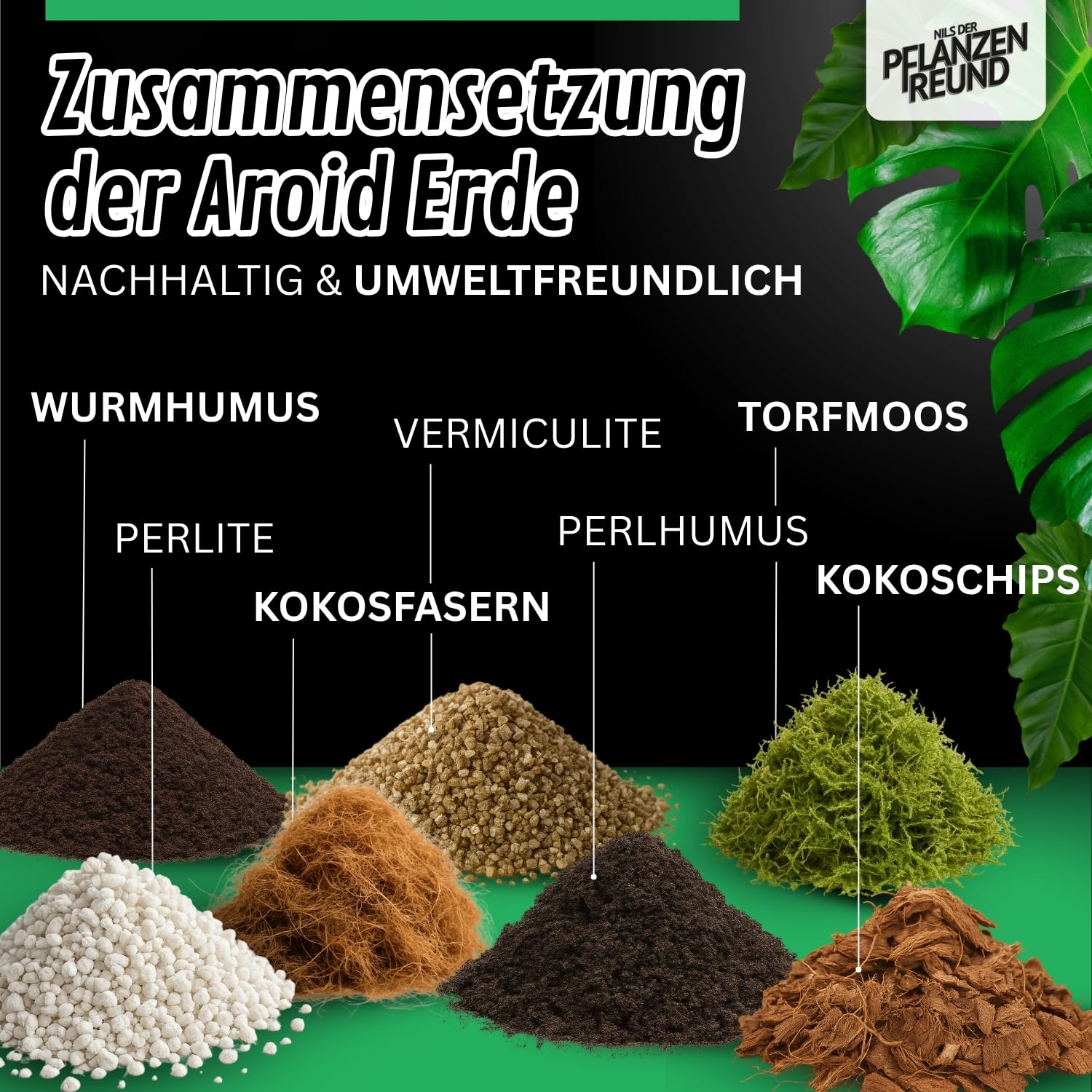 Monstera Erde (25 L) – Araceae Substrat für Monstera, Philodendron & Alocasia, Grünpflanzenerde für Zimmerpflanzen, nährstoffreich für kräftige Wurzeln und gesundes Wachstum