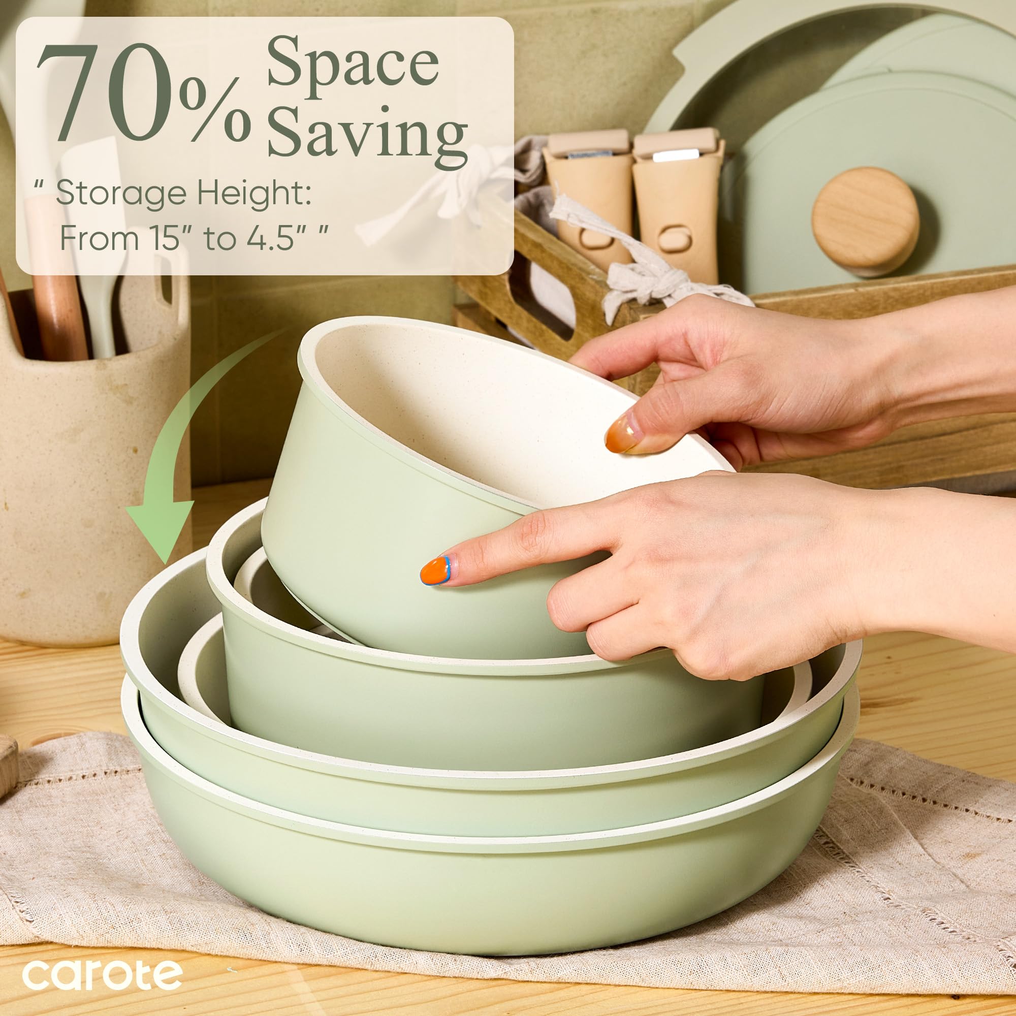CAROTE 19pc Cookware Set - Non Stick, FREE SHIPPING -4