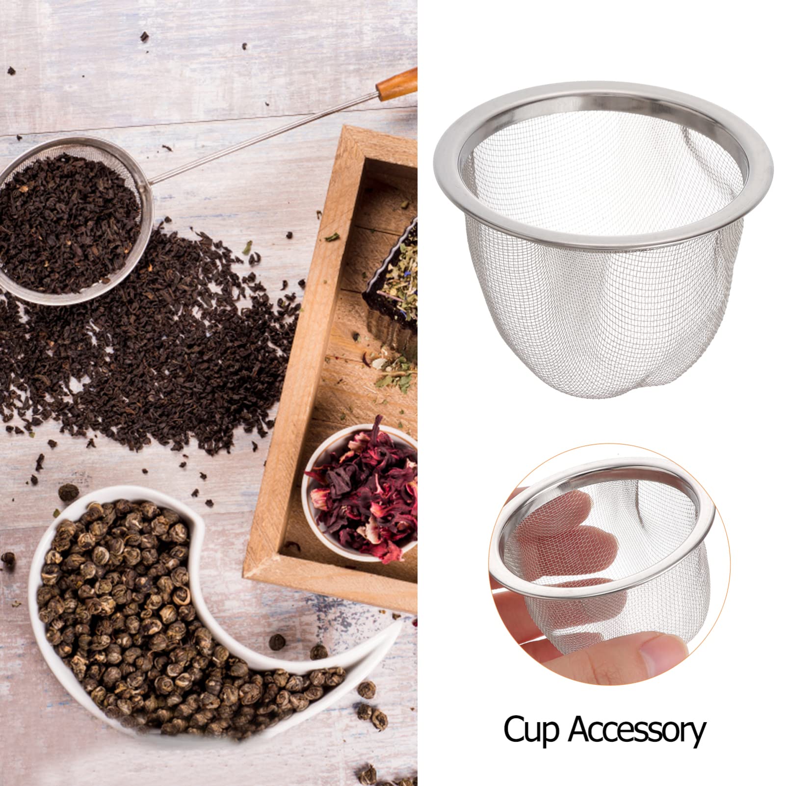 Juego de 8 filtros de té de acero inoxidable de 65 mm para hojas de té y café