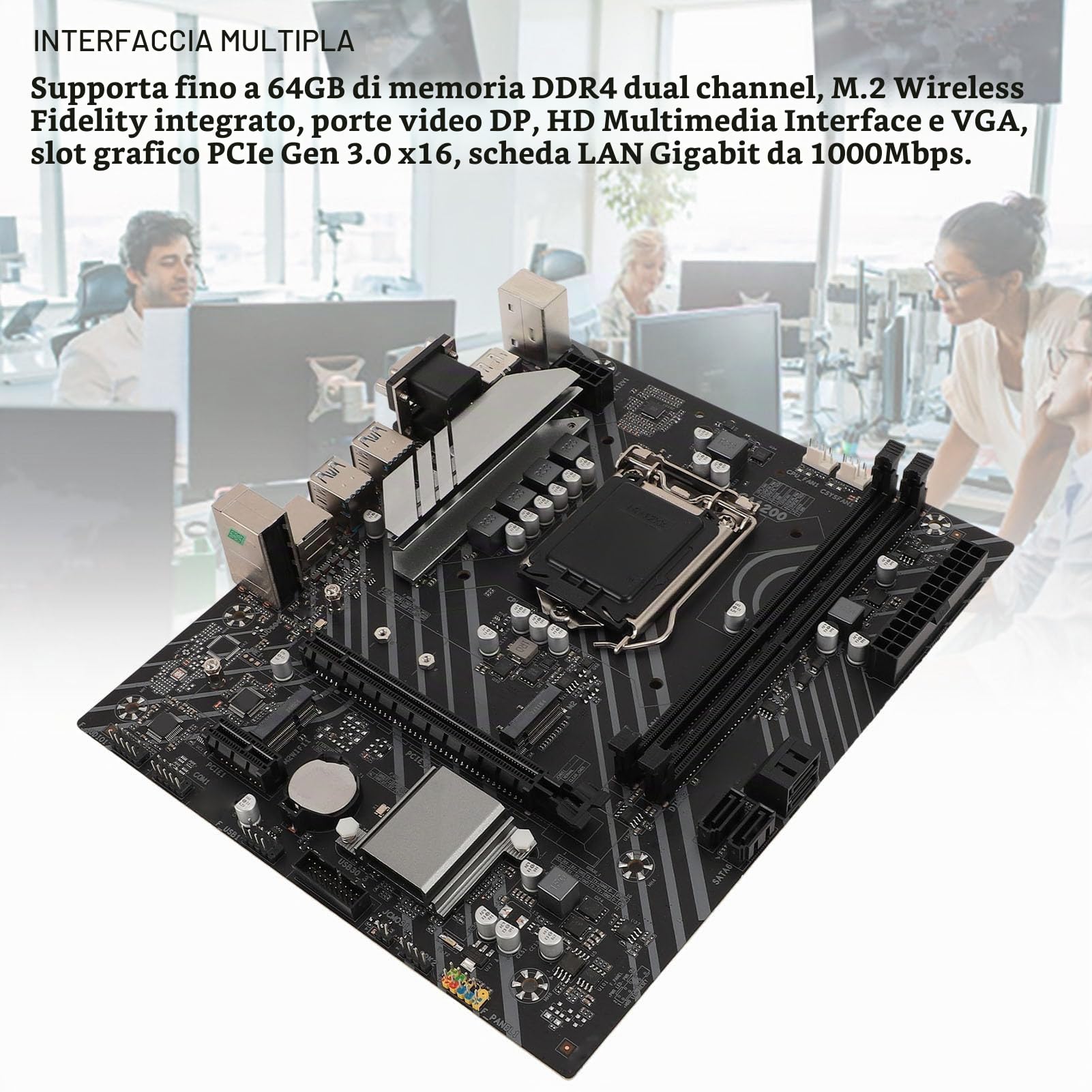 Scheda Madre Z490 GAMING PLUS, Scheda Madre ATX LGA 1200 225x190mm per CPU di 10a e 11a Generazione, Interfaccia M.2, DP, HDMI, VGA, per Computer Fai-da-te